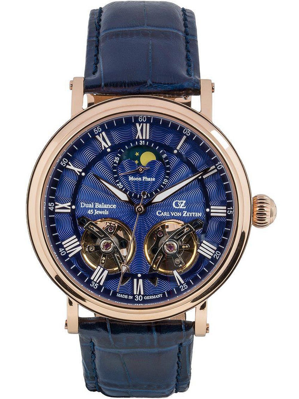 Carl von Zeyten Automatikuhr Carl von Zeyten CVZ0054RBSR Murg Mondphase Automatik Herrenuhr 46mm 5A Carl von Zeyten CVZ0054RBSR Murg Mondphase Automatik Herrenuhr 46mm 5ATM