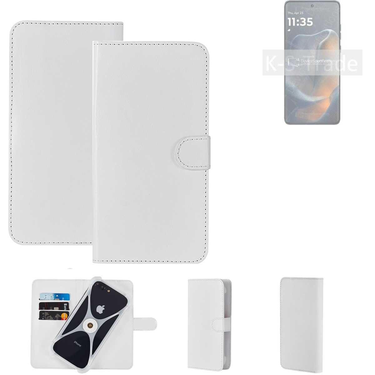 K-S-Trade Handyhülle für Motorola Edge 60, Handy Hülle Schutz Hülle Cover Case Bookstyle Bumper weiß 1x