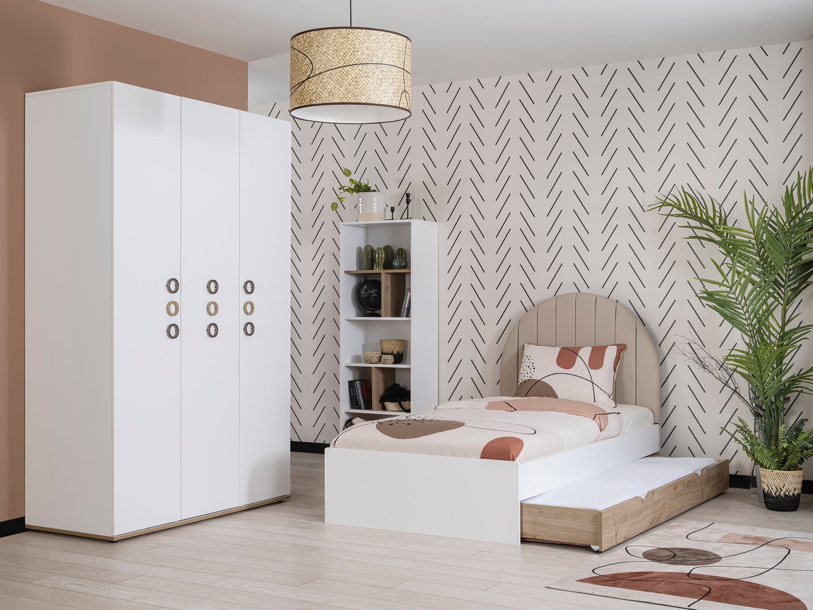 Kapa Möbel Schlafzimmer-Set Arco in weiss beige 4 teilig
