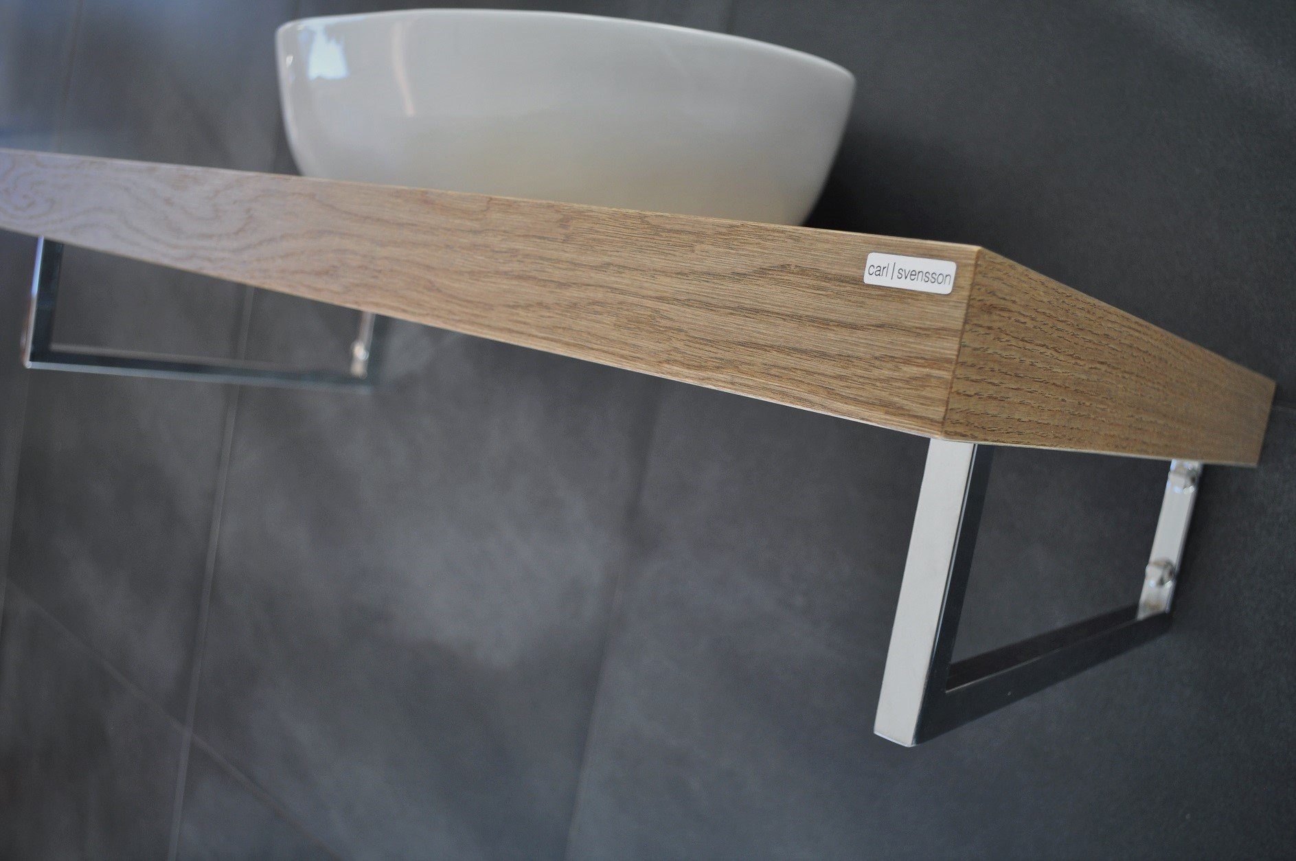 carl svensson Waschtisch Design MN-80H Waschtischplatte Eiche natur inklusive Handtuchhalter