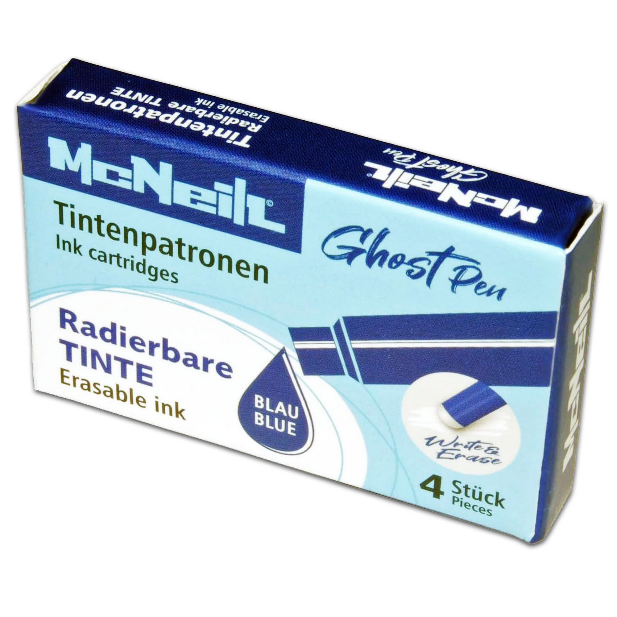 McNeill McNeill Ghost Pen Tintenpatronen 4er Pack blau radierbare Tinte für Gh Tintenpatrone