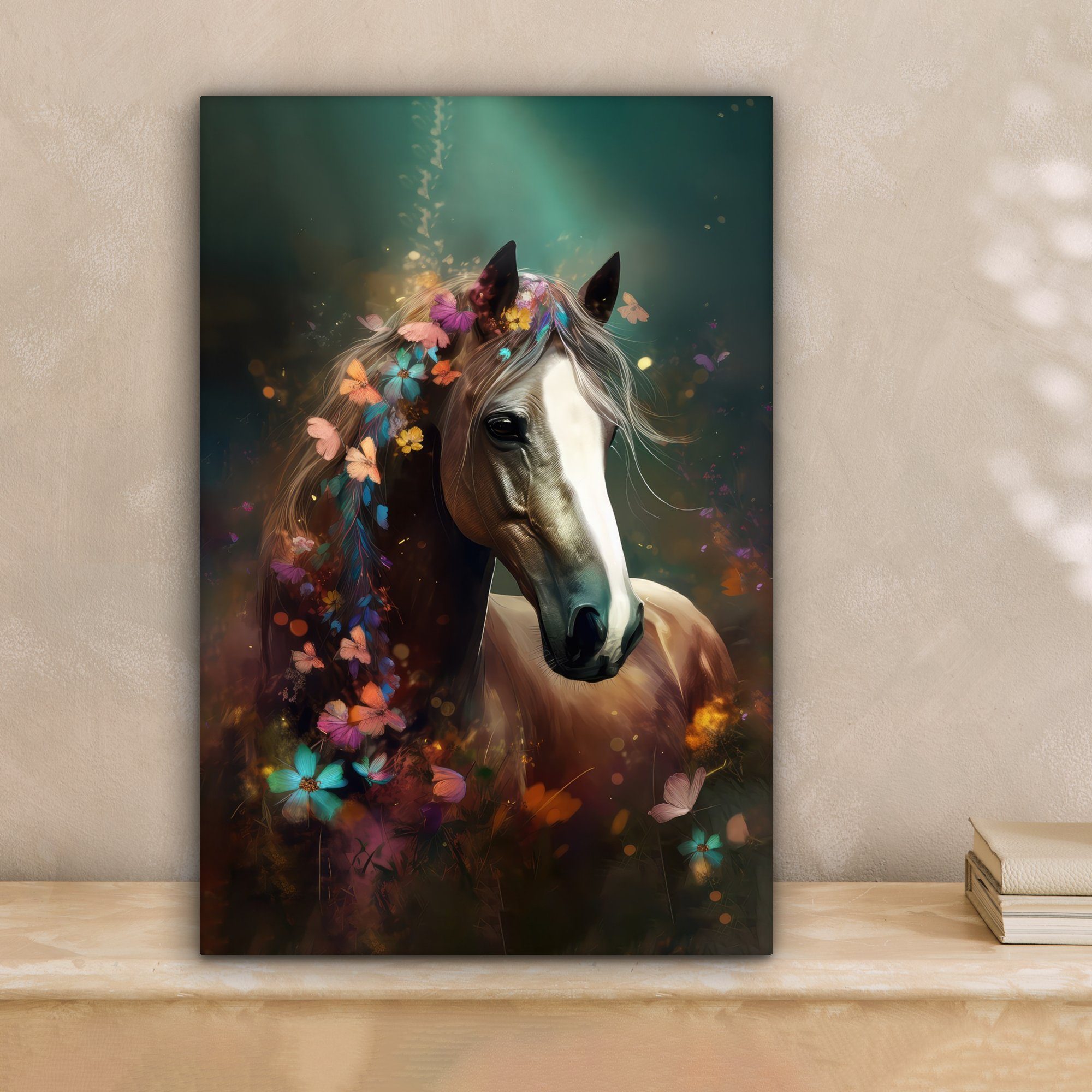 OneMillionCanvasses® Leinwandbild Tiere - Pferd - Natur - Schmetterling - B günstig online kaufen