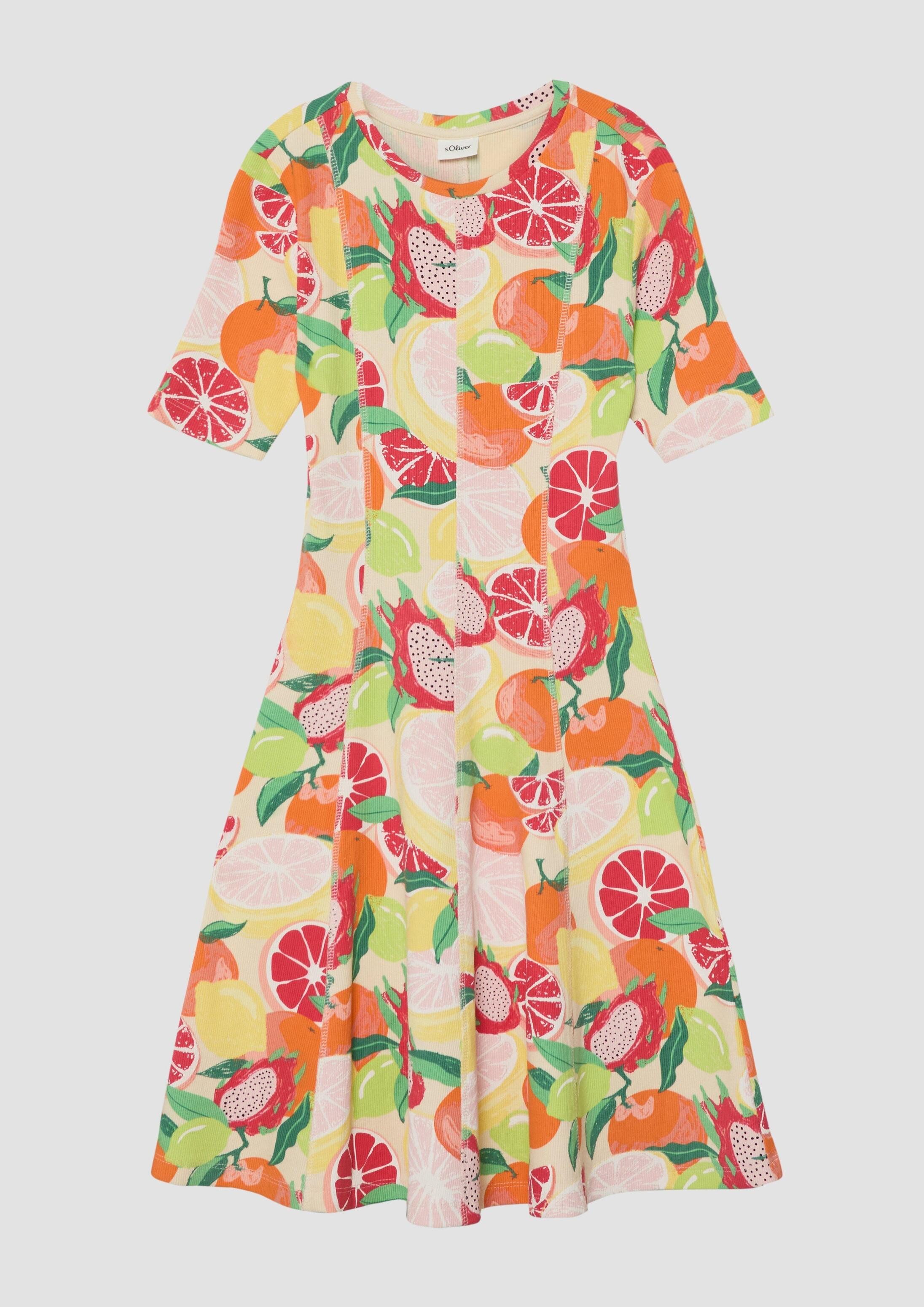 s.Oliver Minikleid Kleid Ausgestelltes Kleid aus elastischer Rippware