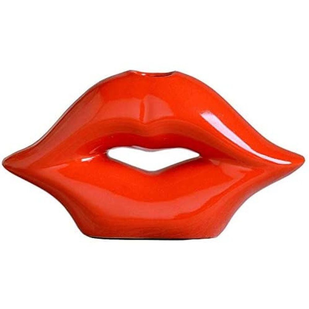 Jormftte Lippen Vase,Keramikvase Rote Dekoobjekt Dekoration