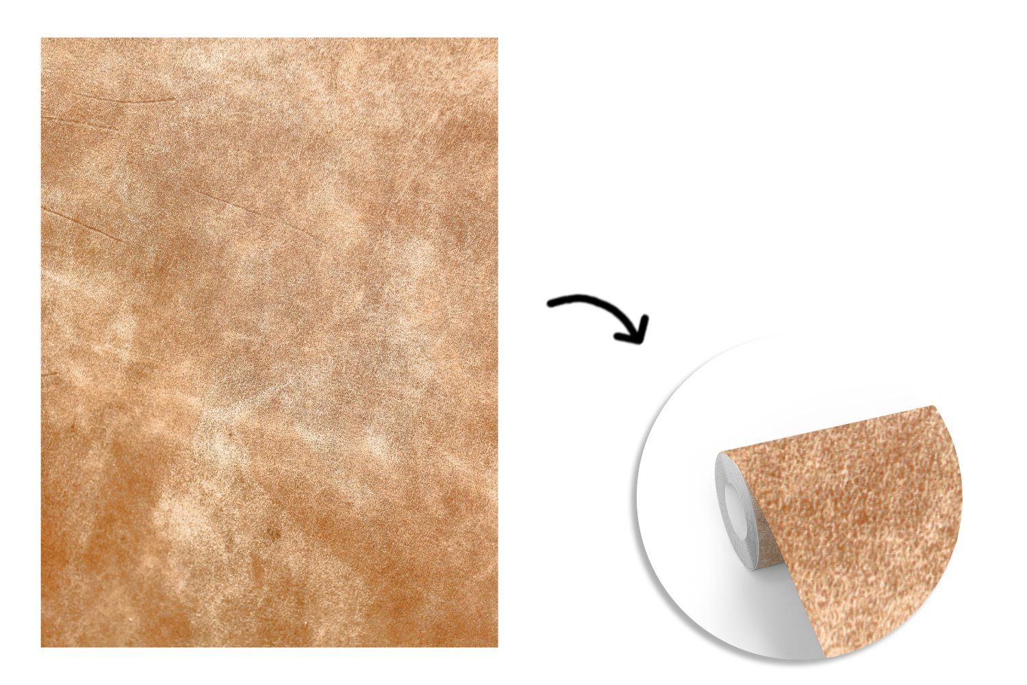 MuchoWow Fototapete Leder - Strukturiert - Lederoptik - Braun, Matt, bedruckt, Wallpaper für Wohnzimmer, Schlafzimmer, Vinyl Tapete, 165x220 cm