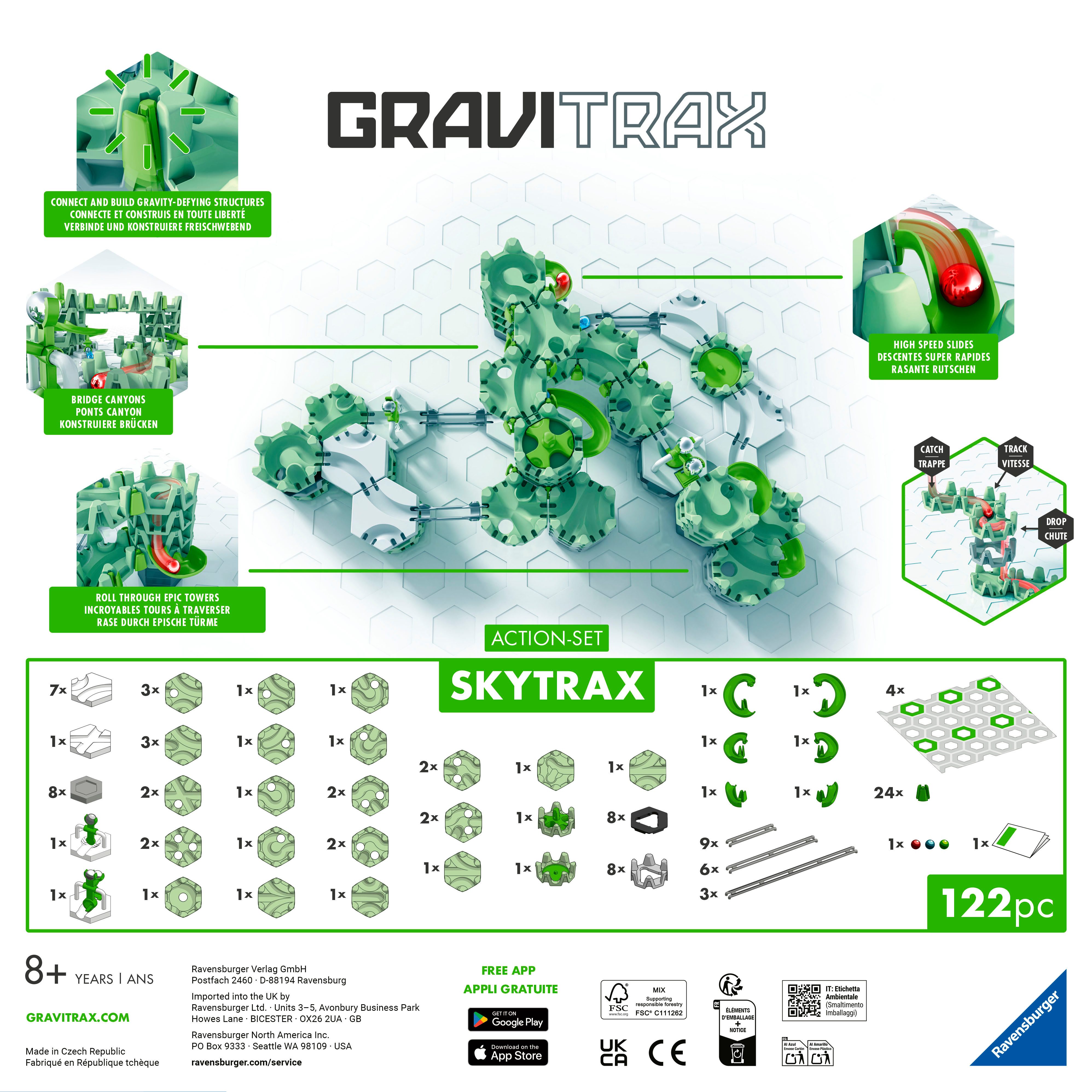 Ravensburger Kugelbahn-Bausatz GraviTrax Action-Set M Skytrax, Made in Europe
