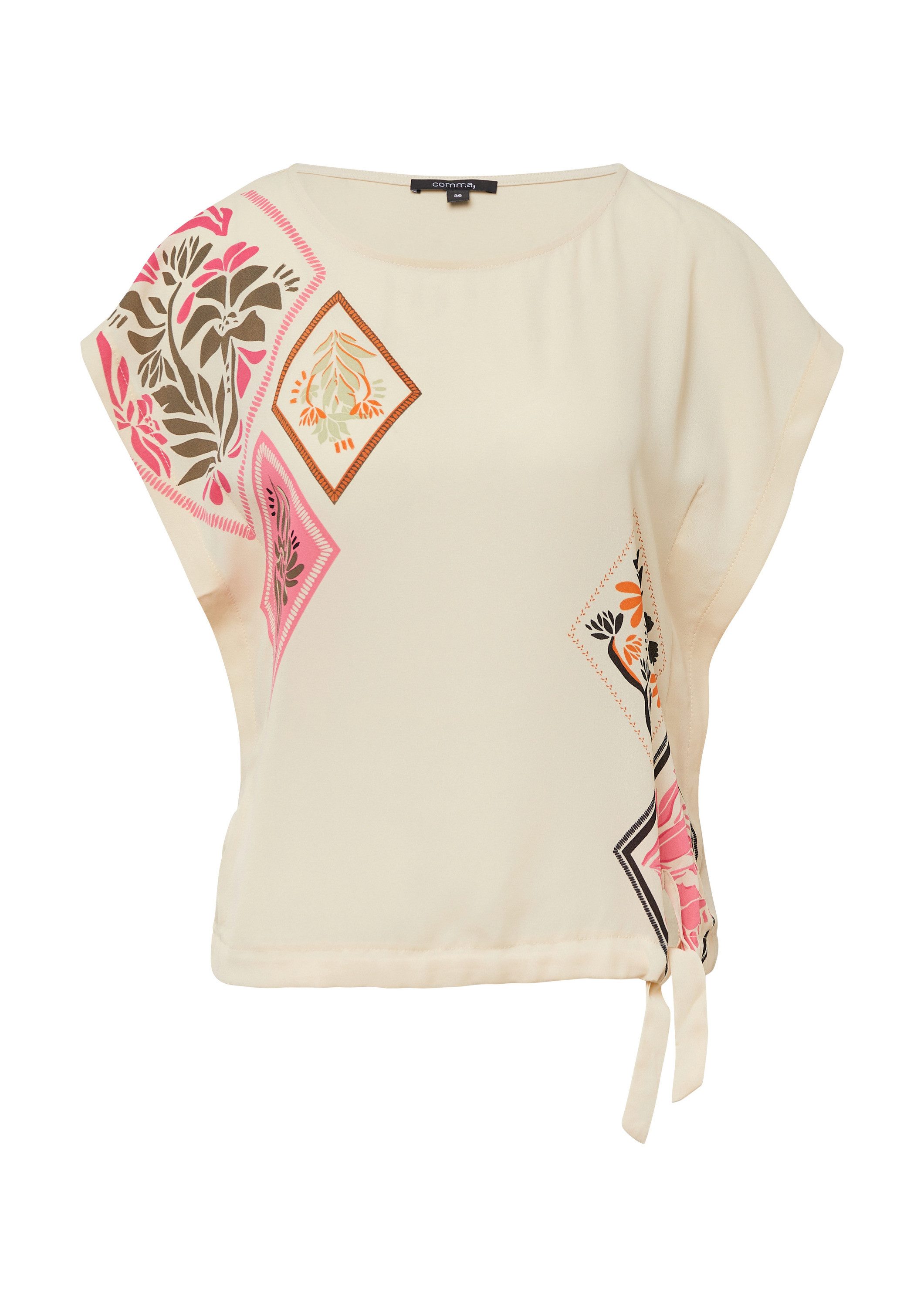 comma Kurzarmshirt T-Shirt Blusenshirt im Relaxed Fit mit überschnittenen Ä günstig online kaufen