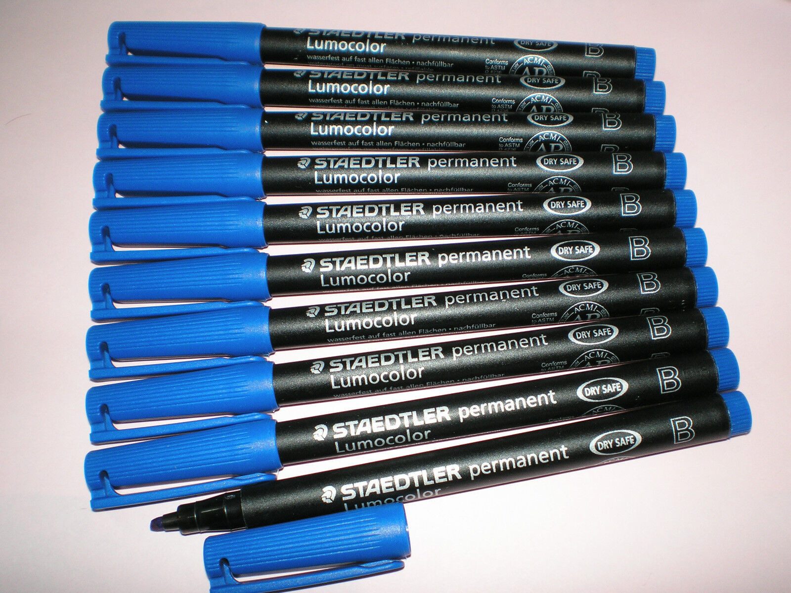 STAEDTLER Folienstift 10x Folienstift B permanent 314-3 blau 1,0-2,5m OHP Pen Маркеры, wisch- und wasserfest