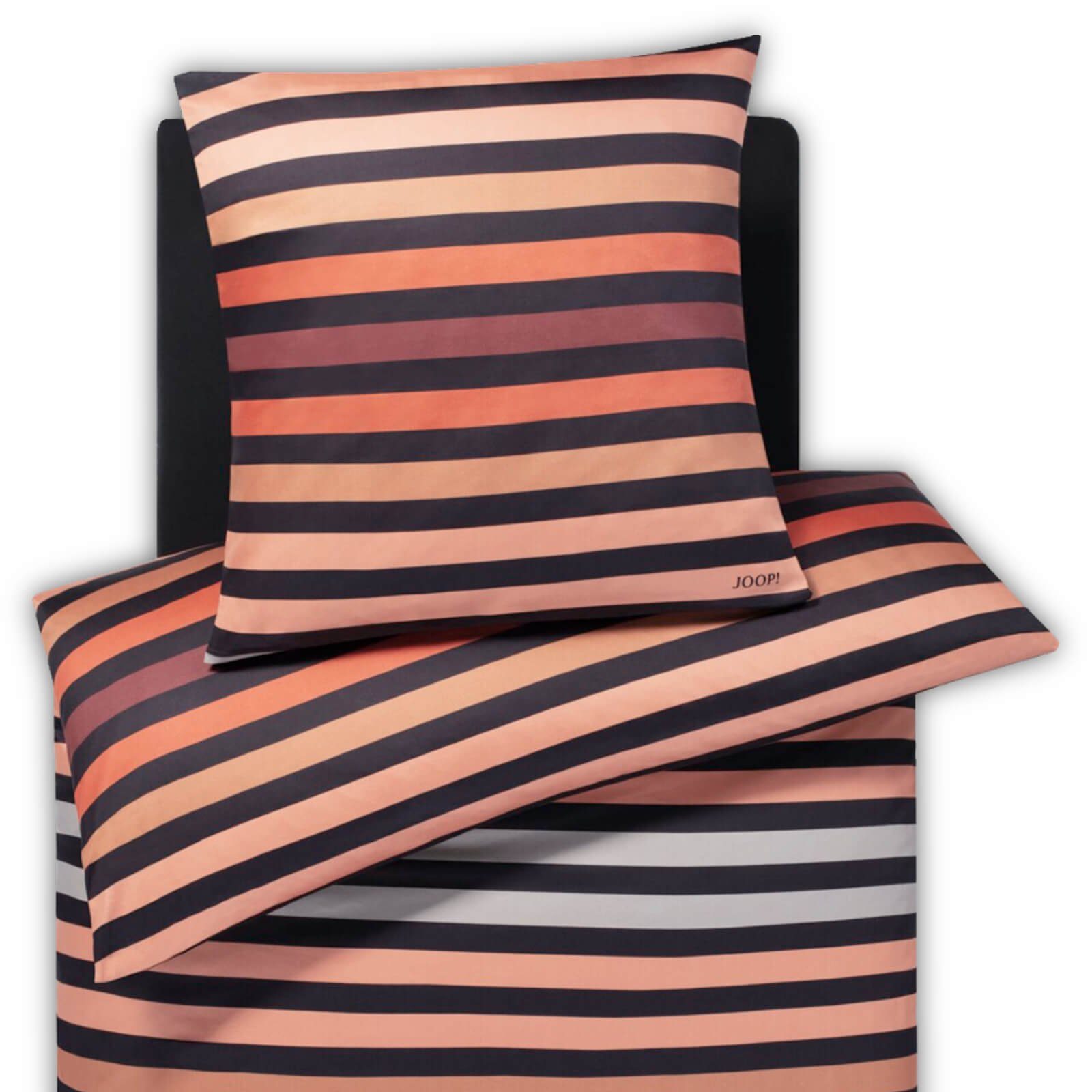JOOP! Bettwäsche Tone 4103 8 Copper, Mako-Satin, 2 teilig, Gestreift, Logo günstig online kaufen
