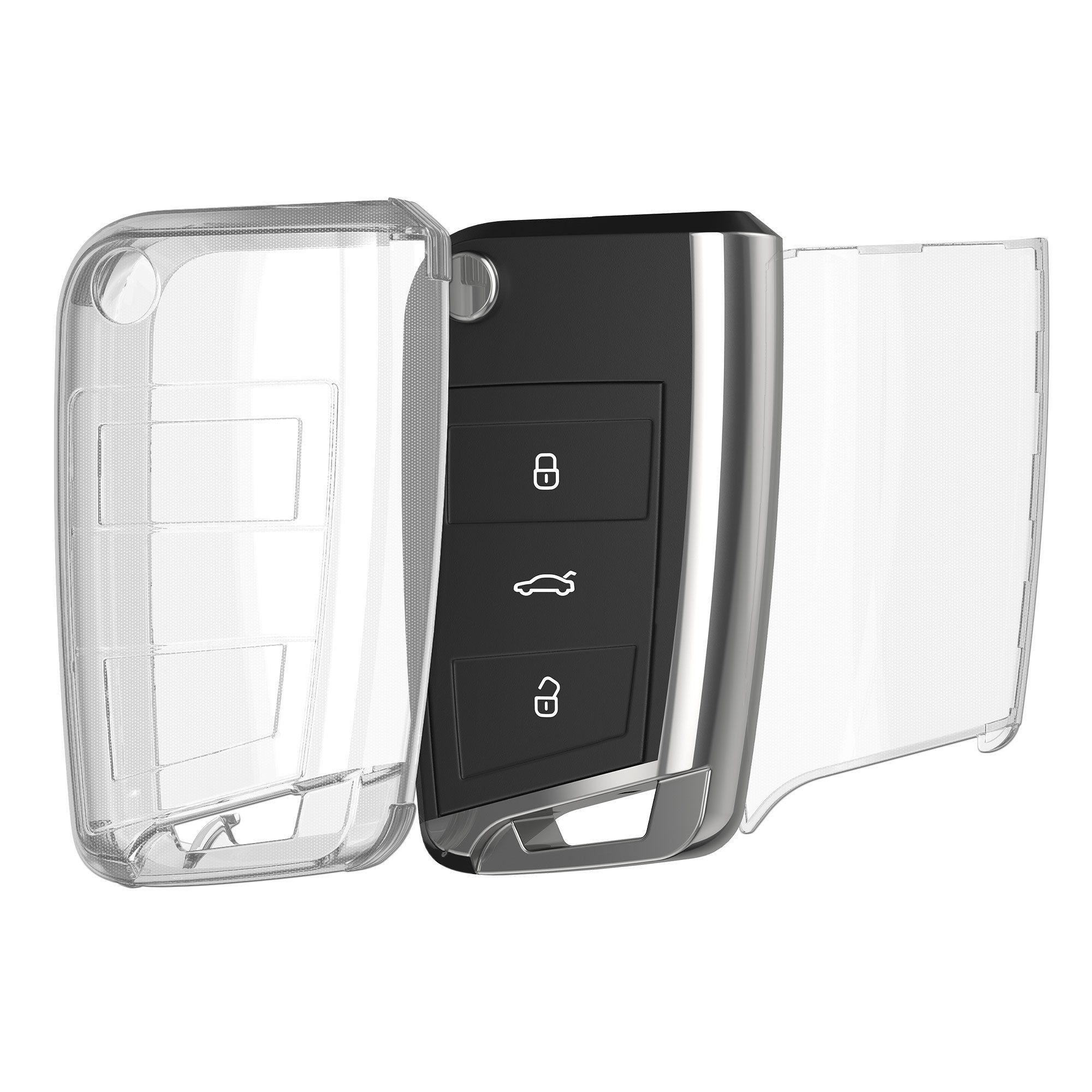 kwmobile Schlüsseltasche Hülle für VW Golf 7 MK7 3-Tasten Autoschlüssel (1-tlg), Schlüsselhülle - Autoschlüssel Silikon Cover