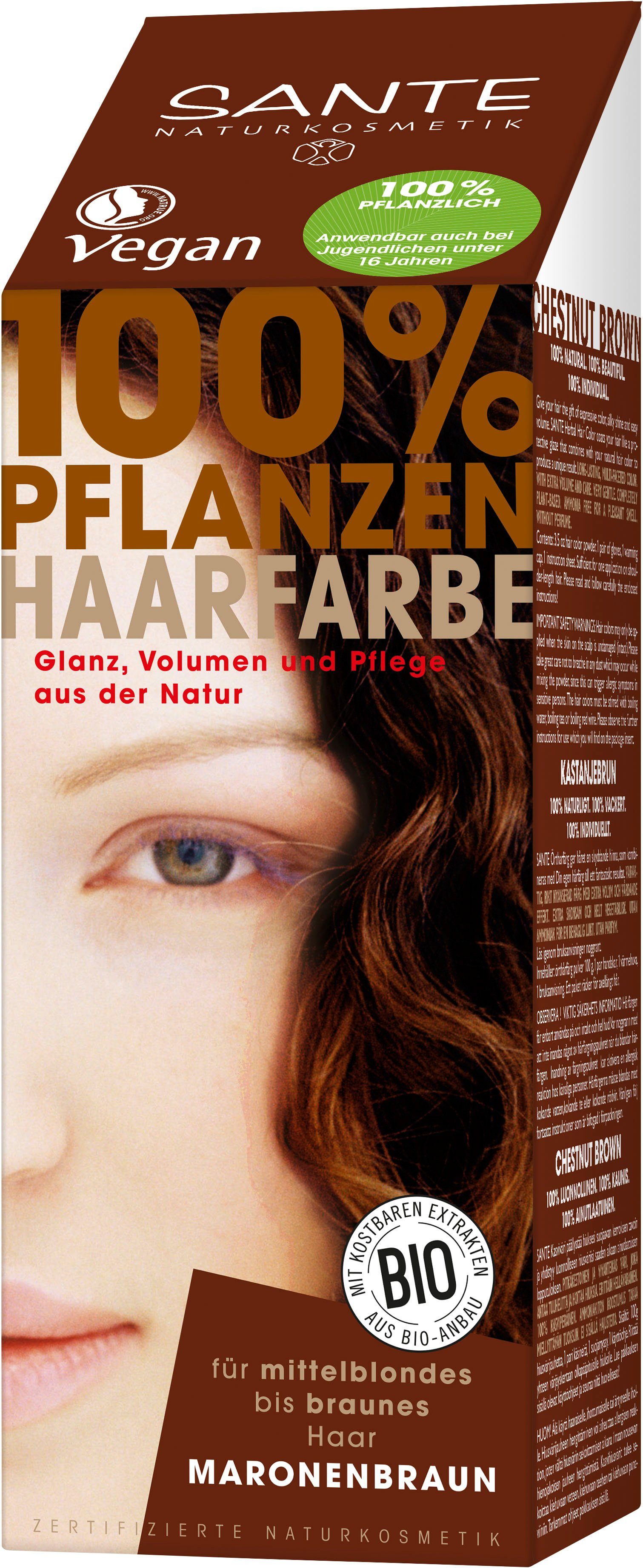 Pflanzenhaarfarbe Haarfarbe SANTE maronenbraun