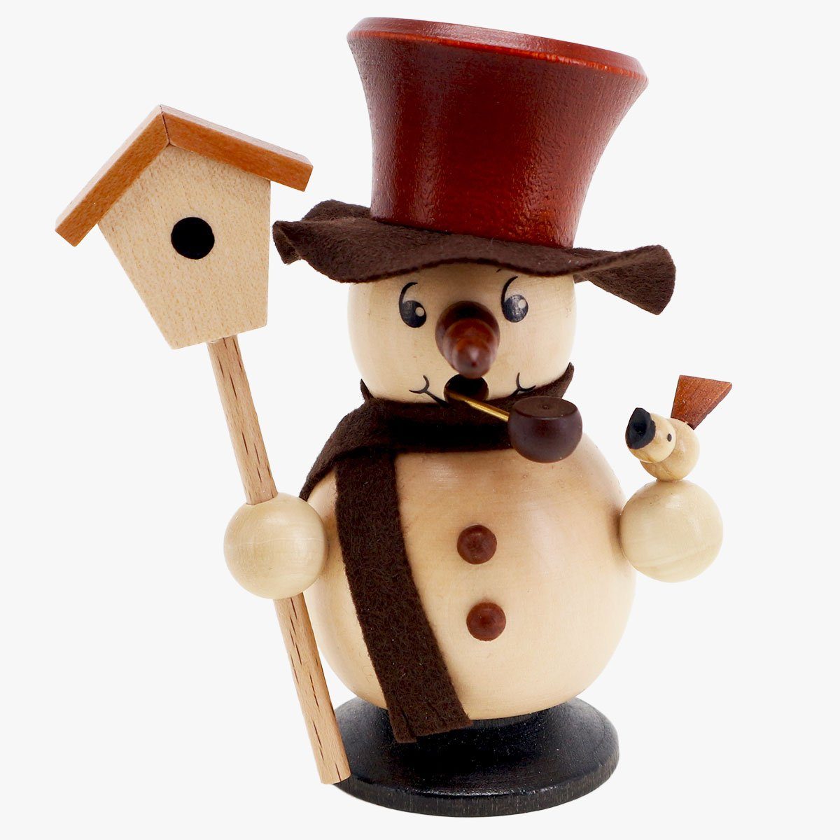 Räuchermännchen Räuchermann Schneebub mit Vogelhaus natur - 10,5cm
