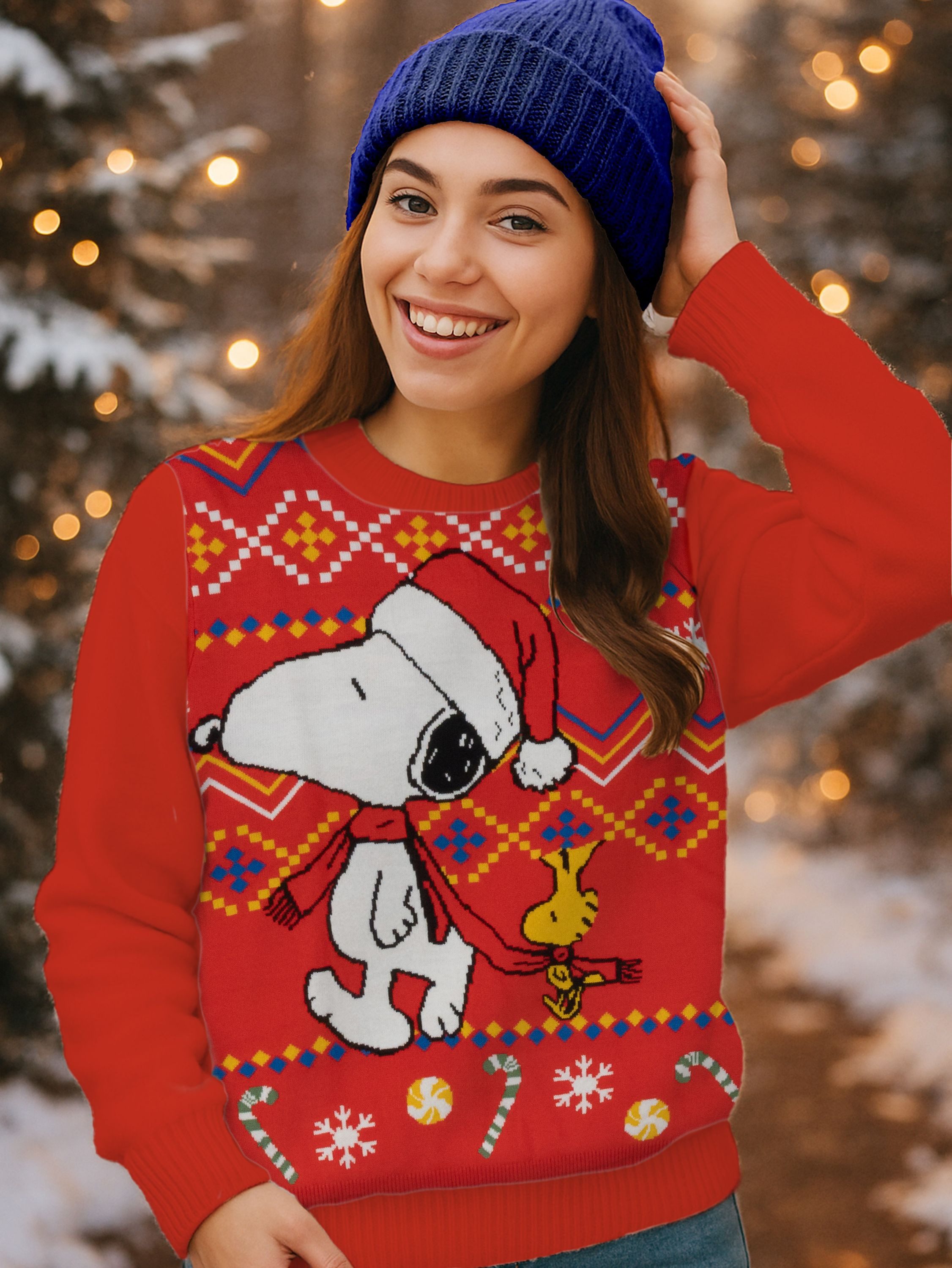 United Labels® Weihnachtspullover Peanuts Snoopy Winterpullover Winter Strick Pullover Ugly Sweater