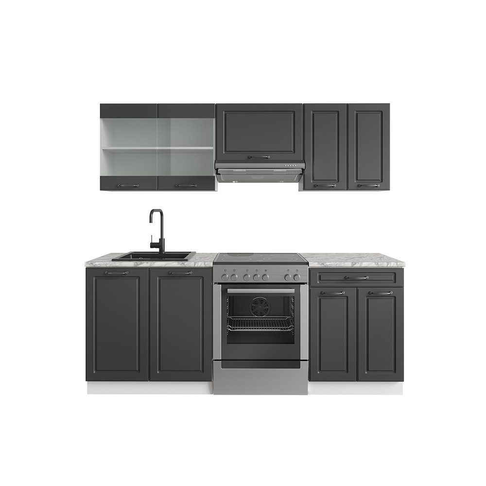 Vicco Küchenzeile R-Line, Anthrazit Landhaus/Weiß, Ohne günstig online kaufen