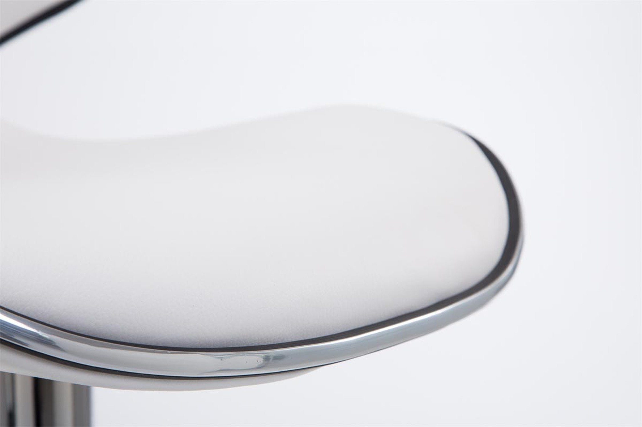 hoher Weiß Theke Metall - Kunstleder - 360° & (mit drehbar Las-Palmas Gestell: Barhocker Sitzfläche: Rückenlehne Hocker höhenverstellbar - für - Küche), TPFLiving chrom
