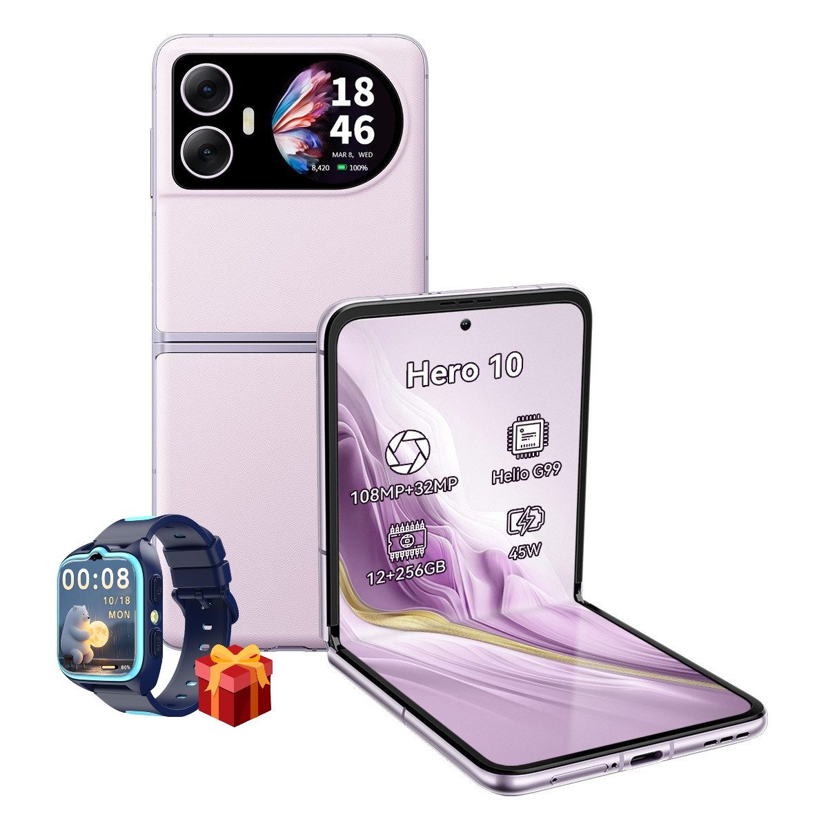 blackview Hero10 Flip Zwei Bildschirmen incl. Z30 Smartphone (6,9 Zoll, 108 MP Kamera, 6,9", 2.5K, 108MP, Helio G99, 12+256GB, 45W, NFC)