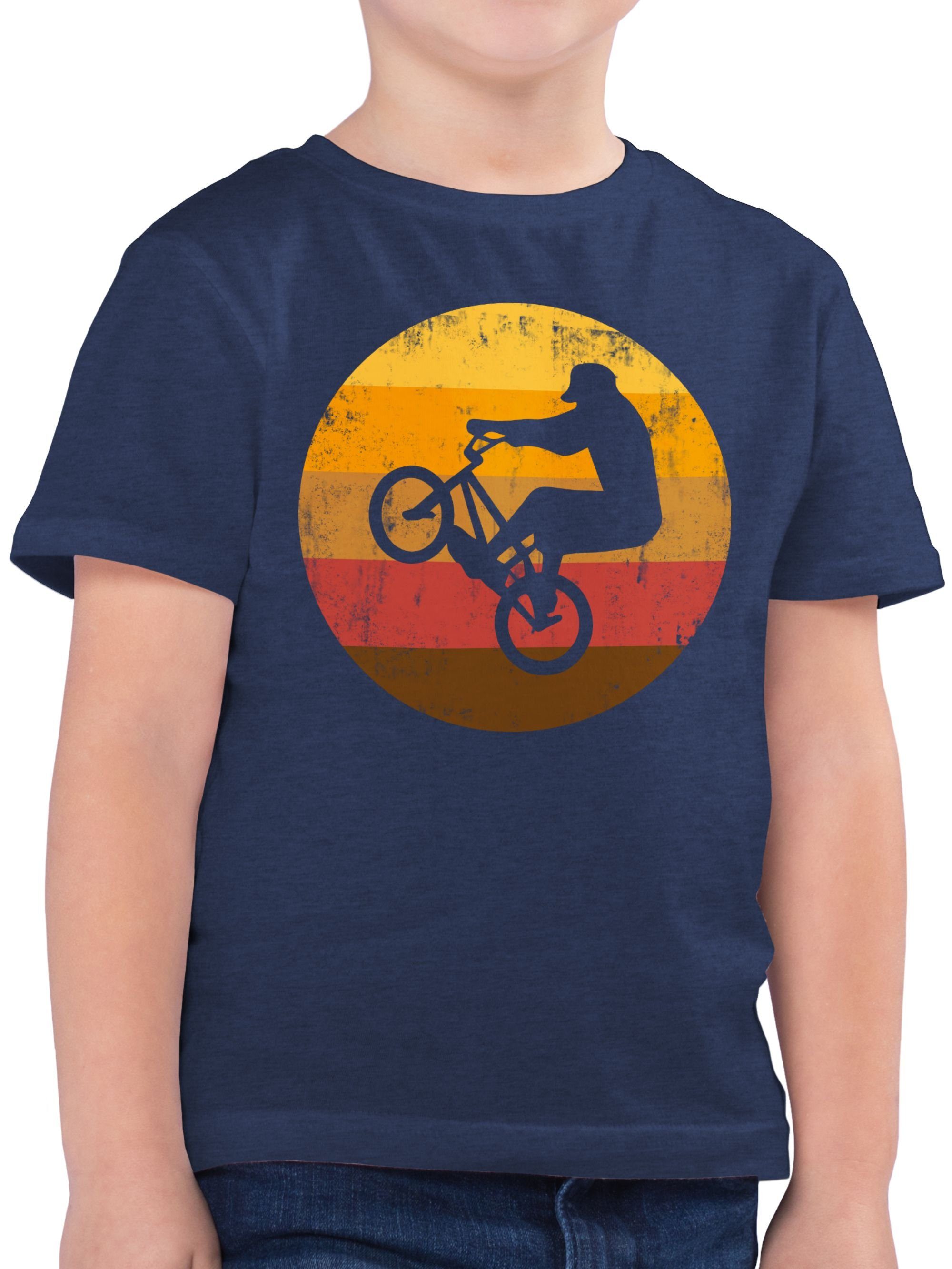 Shirtracer Jump T-Shirt Sport Kleidung BMX 02 Kinder Meliert Dunkelblau