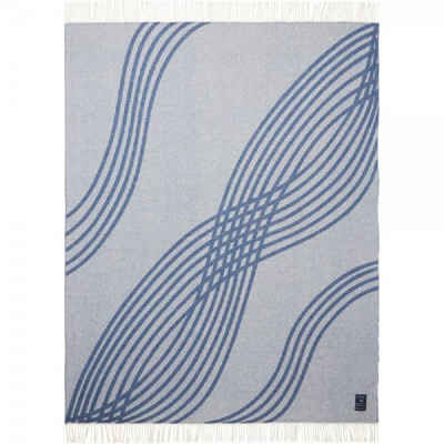 Wohndecke LEXINGTON Überwurf Waves Recycled Wool Jacquard Off White-Blue (130x17, Lexington