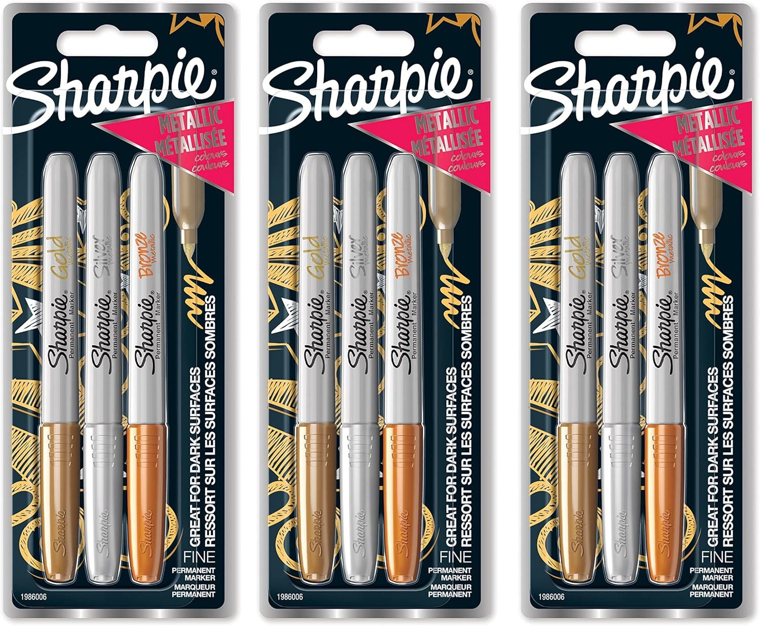 Sharpie Permanentmarker SHARPIE Metallic Permanentmarker, feine Spitze,(9er-Pack