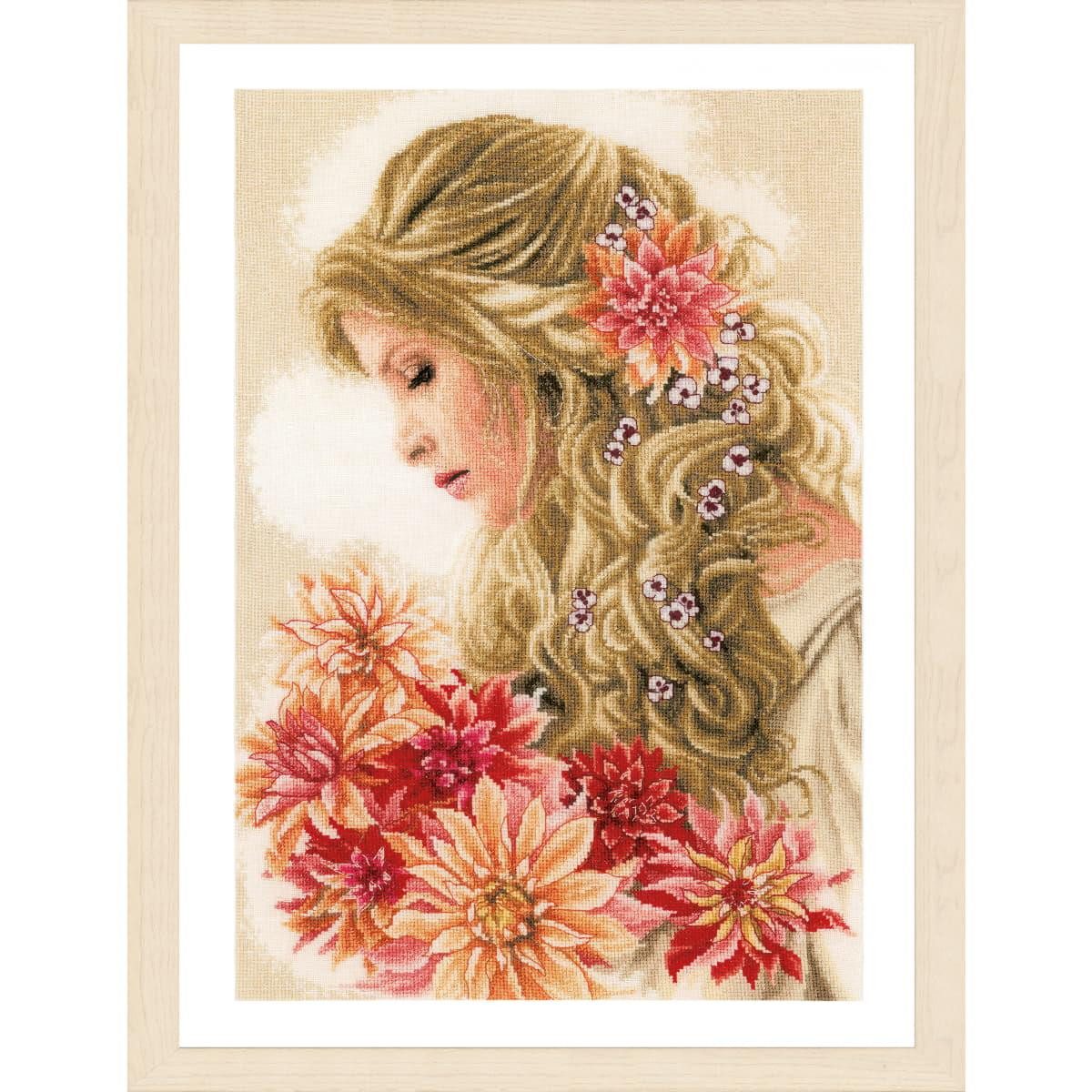Lanarte Kreativset Lanarte Kreuzstich Set "Romanze Lady Dahlia ", Zählmuster, 30x45cm, (embroidery kit by Marussia)