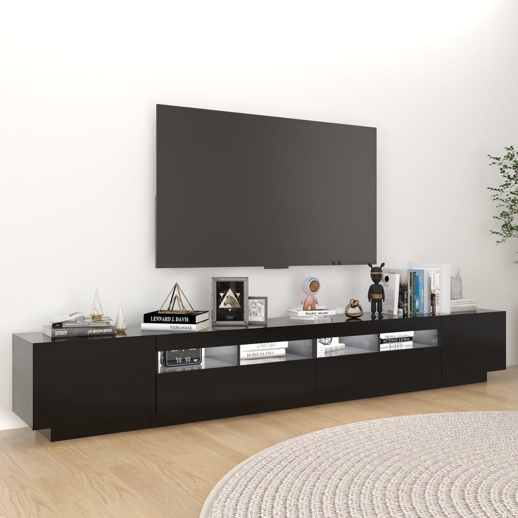 Schwarz cm 260x35x40 TV-Schrank Lowboard mit LED-Leuchten vidaXL TV-Schrank
