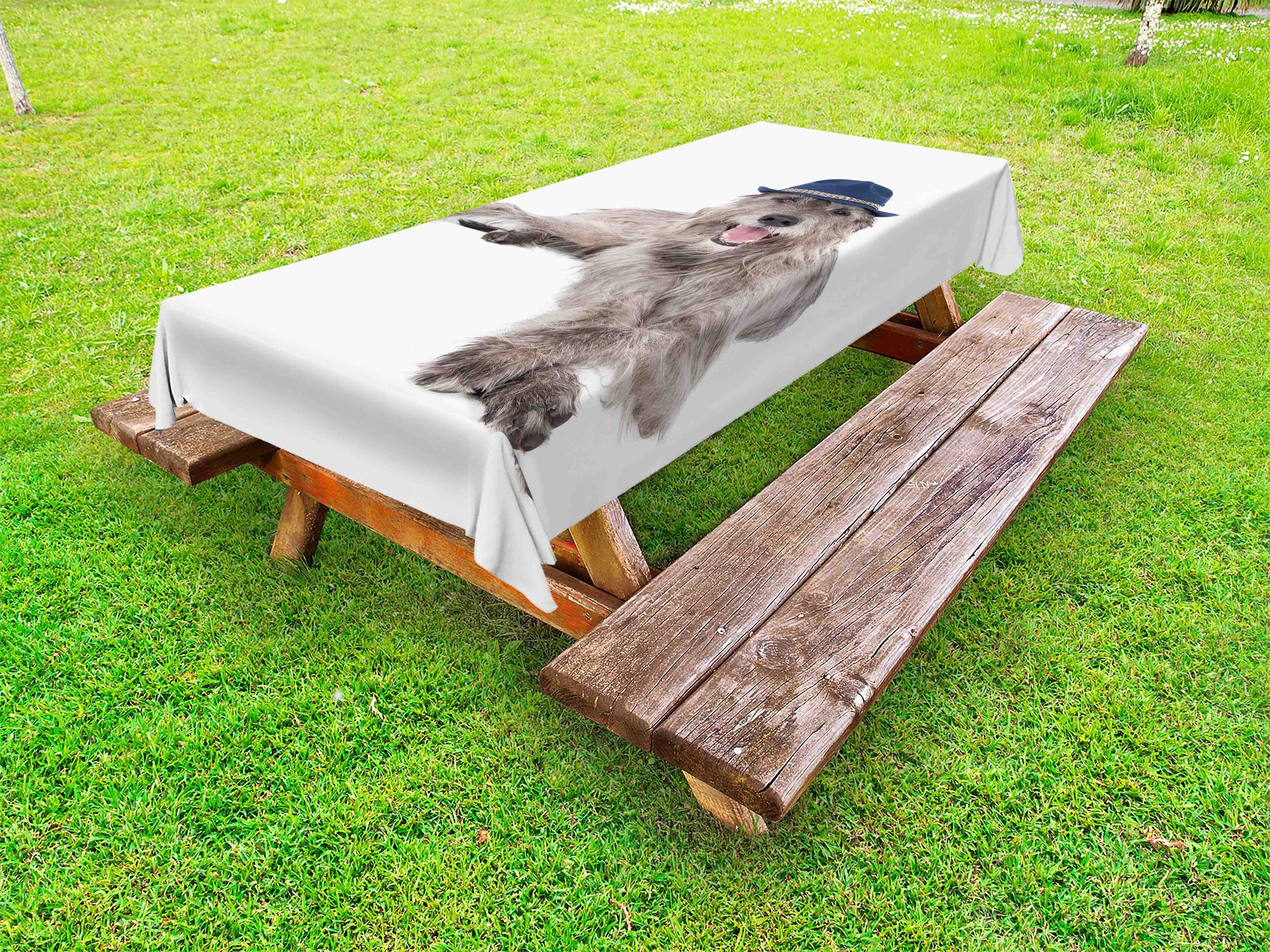 Abakuhaus Tischdecke einem waschbare in Hut Picknick-Tischdecke, Hund dekorative Wolfshund Irischer
