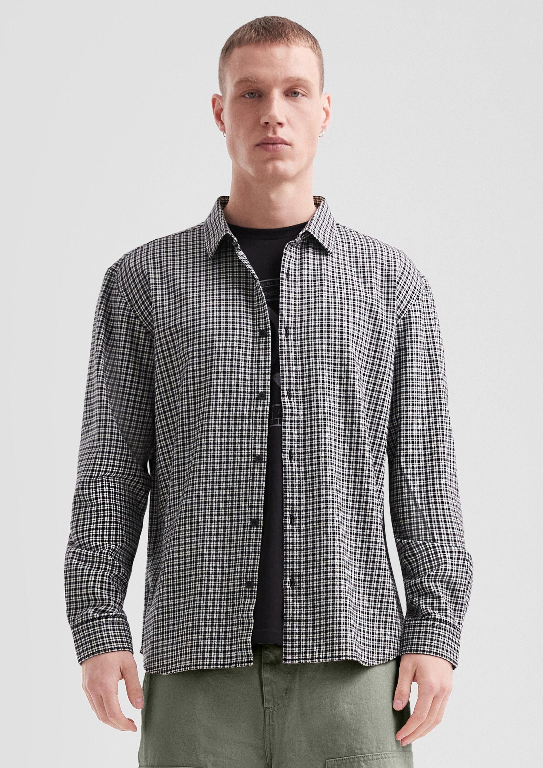 QS Langarmhemd Hemd Regular Fit: Karohemd aus Baumwollflanell