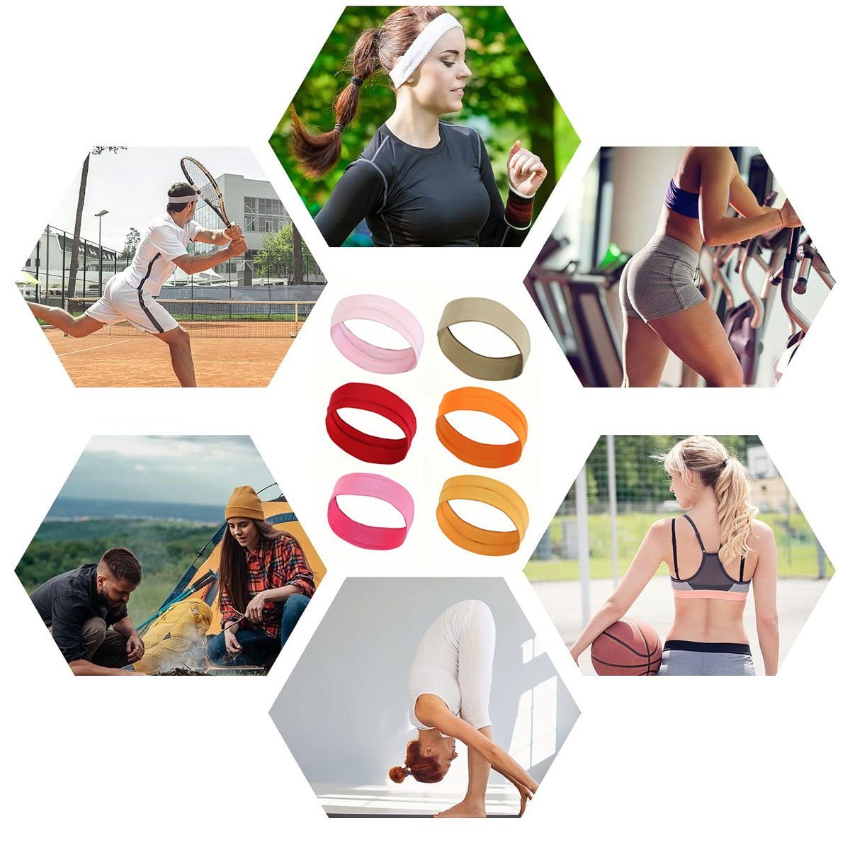 Jormftte Haarband Yoga-Baumwoll-Stirnbänder,Stretch-Schweißband,für Sport Mehrfarbig1 Pilates
