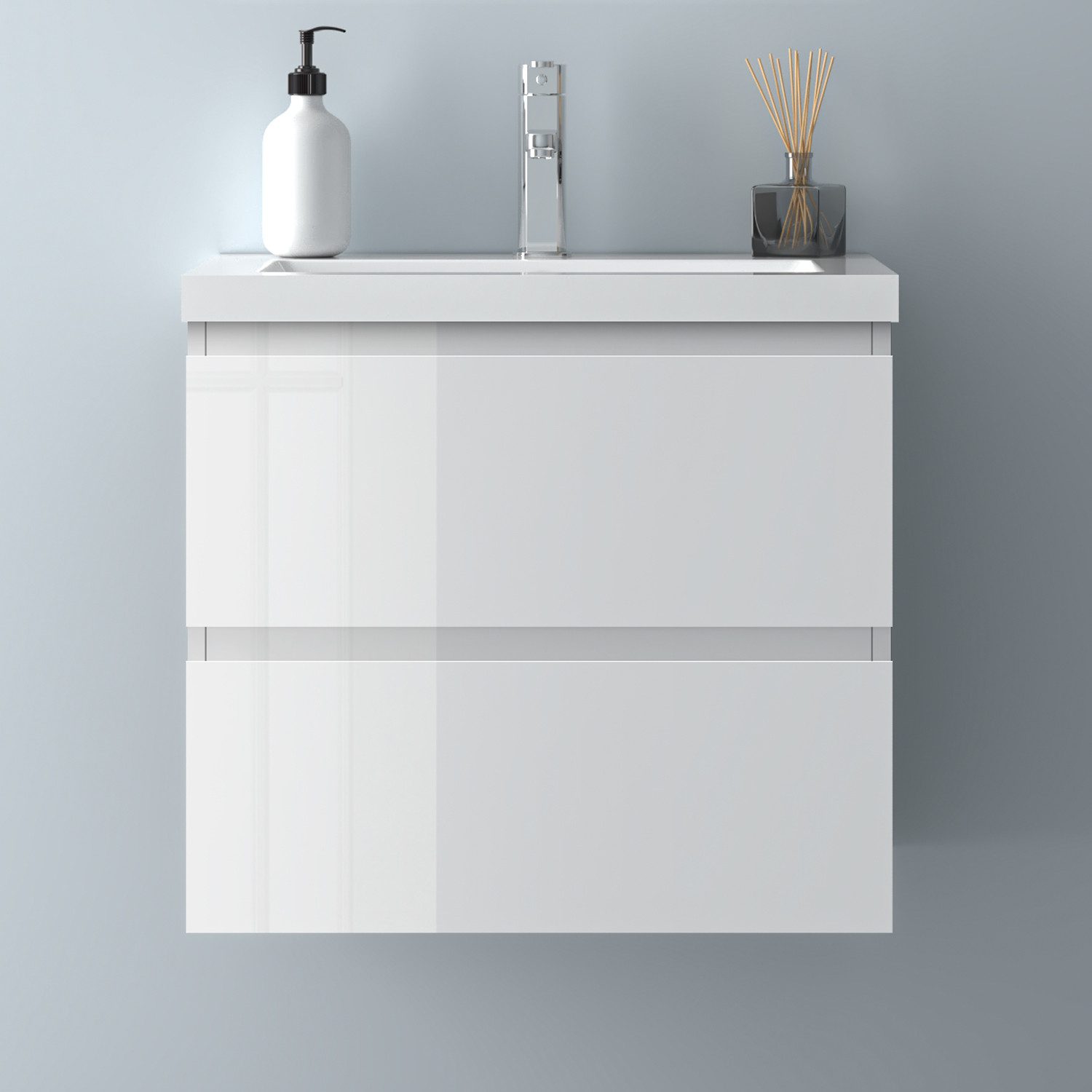 Aica Sanitär Waschtisch Badezimmerschrank Unterschrank mit Waschbecken Badm günstig online kaufen