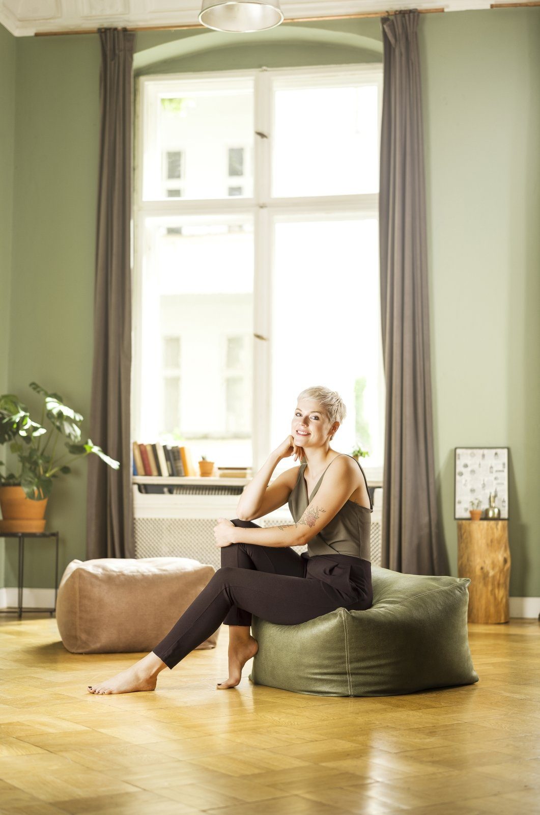 Point mit Lederimitat Inlett Sitzsack Sitting SITTING Loft POINT Sitzsack, grün JIMMY