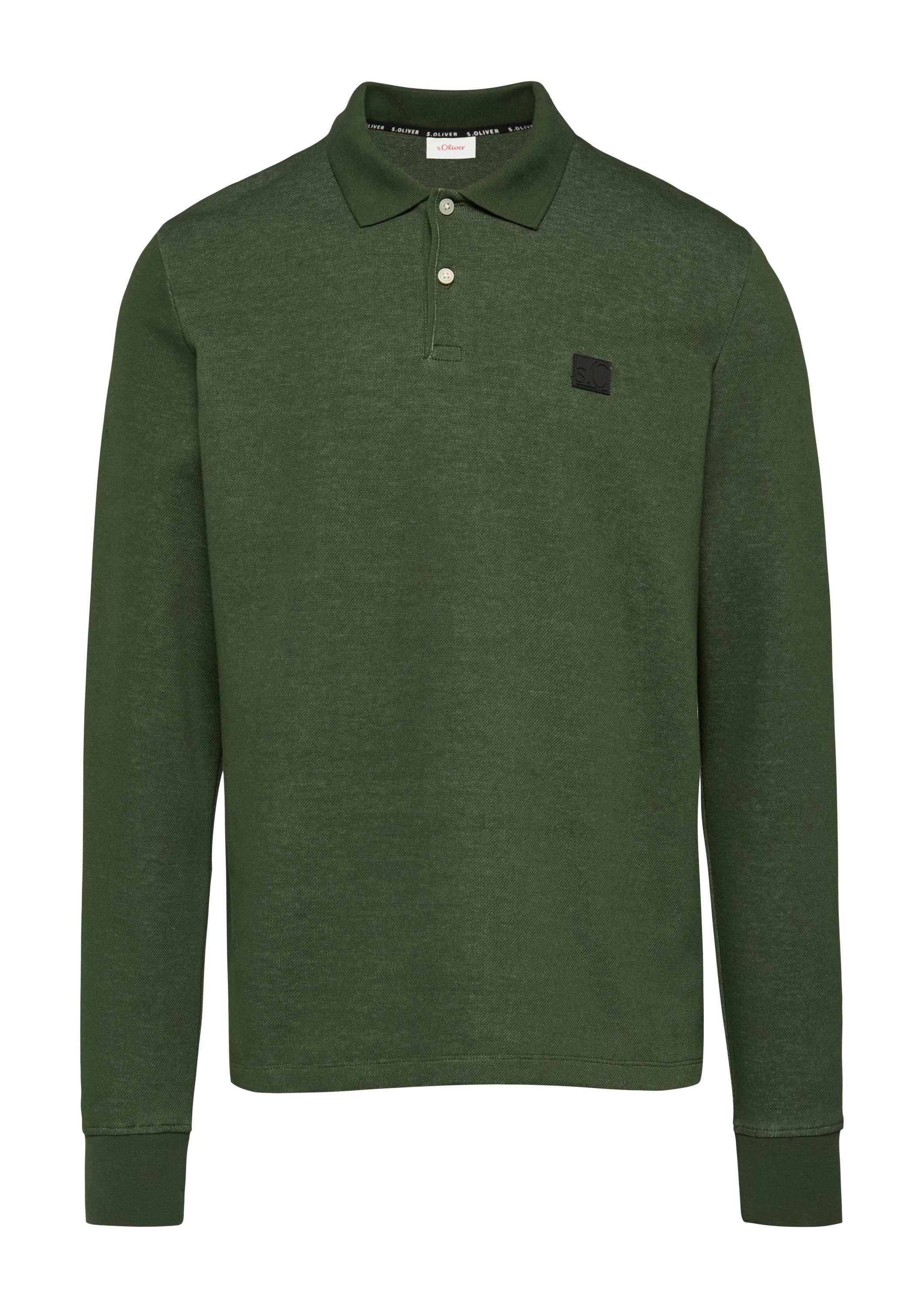 s.Oliver Langarmshirt Polo-Shirt Poloshirt aus zweifarbigem günstig online kaufen
