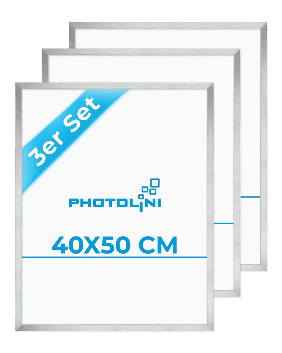 PHOTOLINI Bilderrahmen 3er Set modern mit bruchsicherem Acrylglas, Holz MDF, Fotos & Poster, für 3 Bilder (3er Set), Posterrahmen 40x50 cm zum Aufhängen