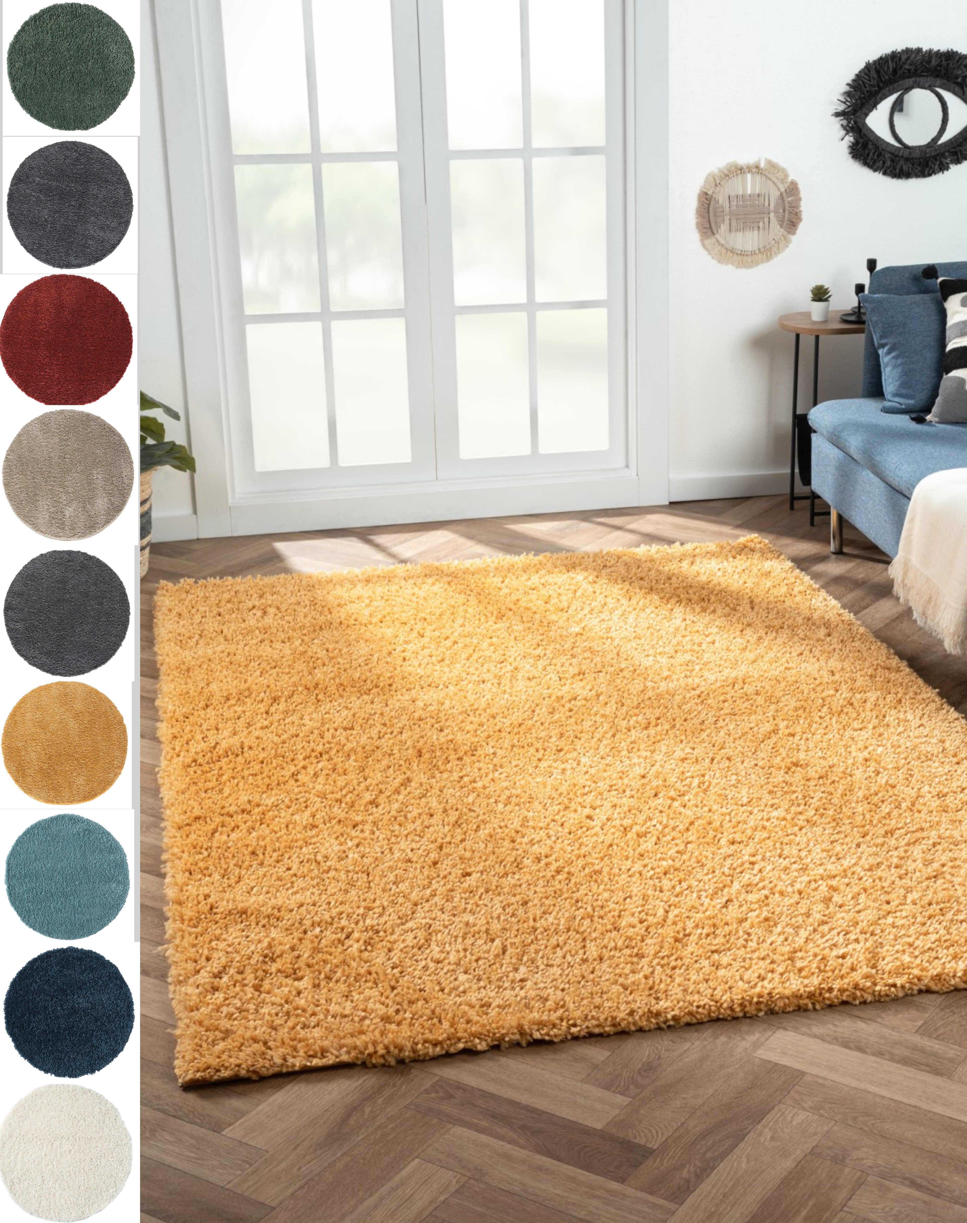 Myflair Möbel & Accessoires Hochflor-Teppich My Shaggy, rechteckig, Höhe: 37 mm, Shaggy, Uni-Farben, leicht glänzend, Microfaser, extra flauschig
