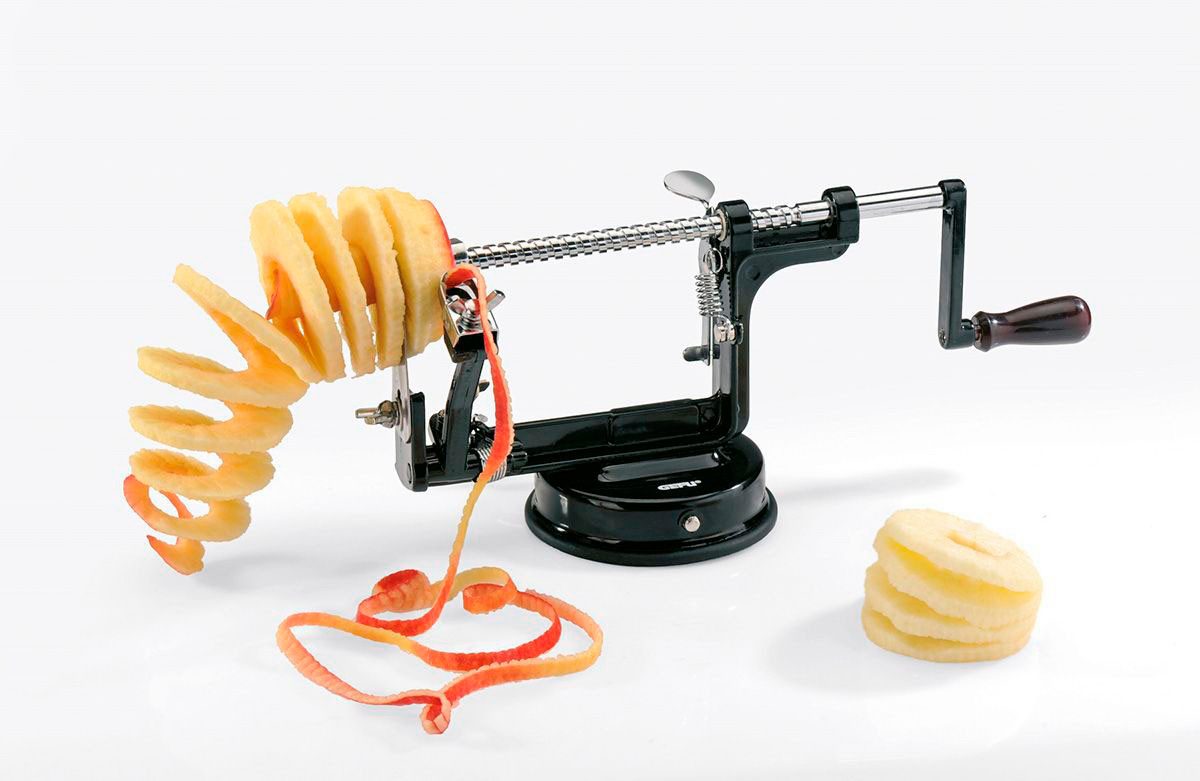 GEFU Apfelschäler DELICIO, (1-tlg), 3-in-1 Funktion, mühelos, kompakt.