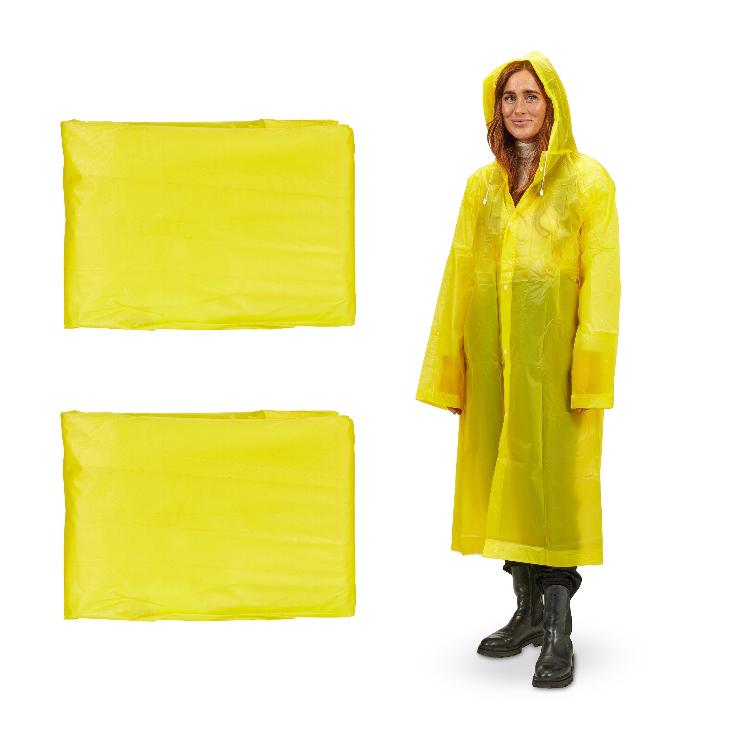 relaxdays Regenponcho Regenmantel im 2er Gelb Set Weiß Gelb