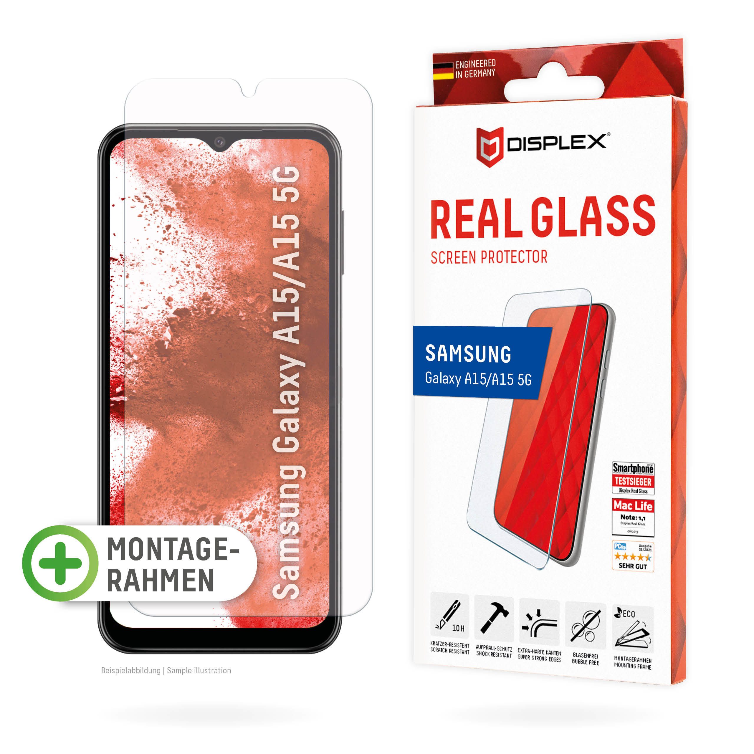 Displex Displayschutzglas DISPLEX Panzerglas Real Glass (2D) für Galaxy A15/A15 5G