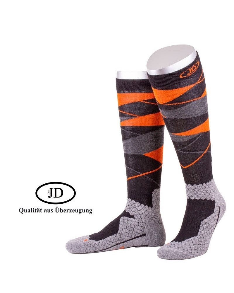 JD Kniestrümpfe All Season ThermoCool Reitstrumpf (Argyle-Muster) grau/orange Herren
