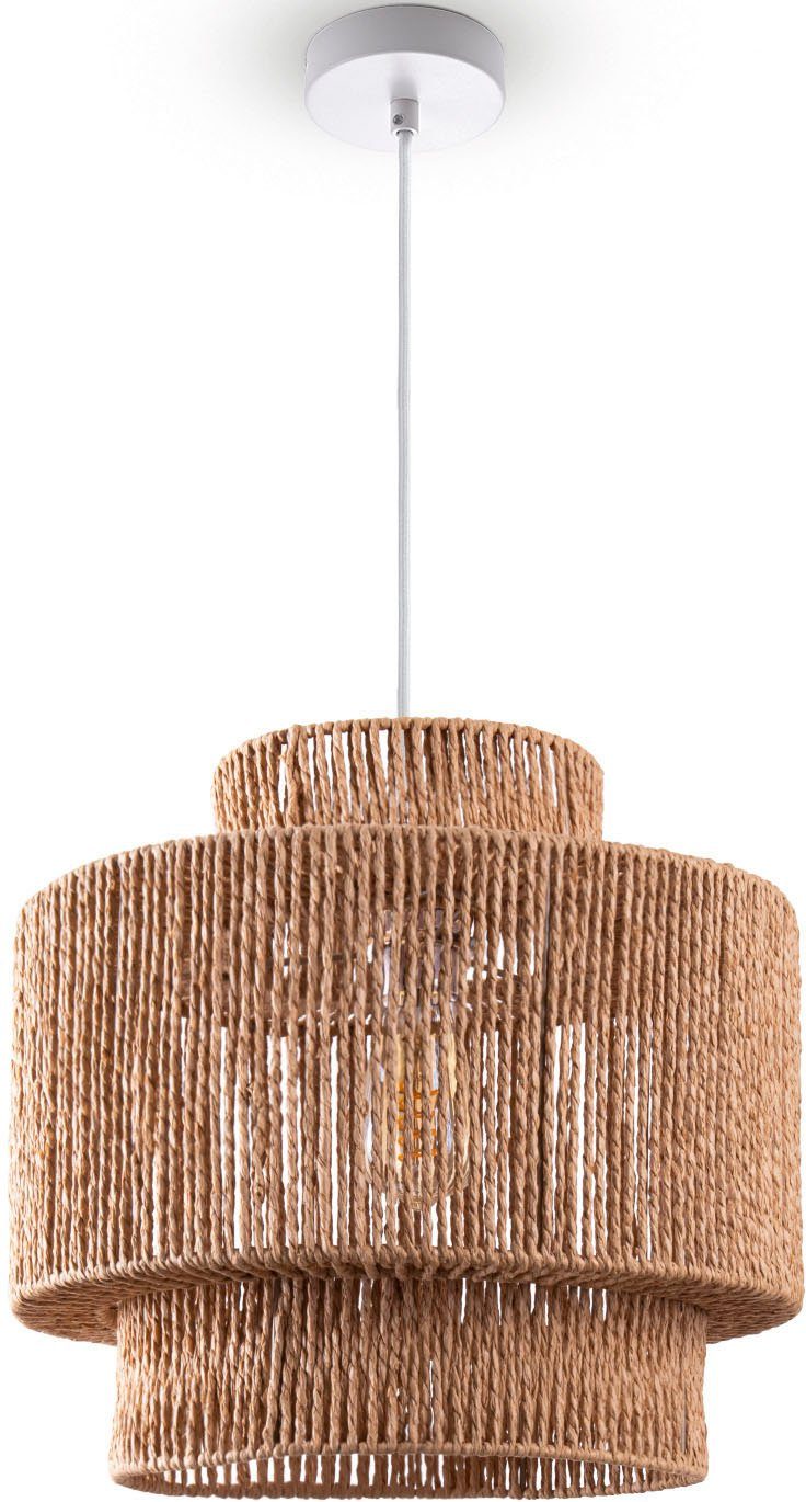 Home Pendelleuchte Optik Hugo Boho Lampenschirm Paco Lupita, Wohnzimmer Leuchtmittel, Rattan ohne Papier Esszimmer