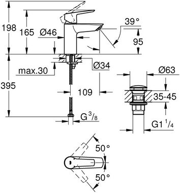 Grohe Waschtischarmatur Start Einhand-Waschtischbatterie, 1/2" S-Size