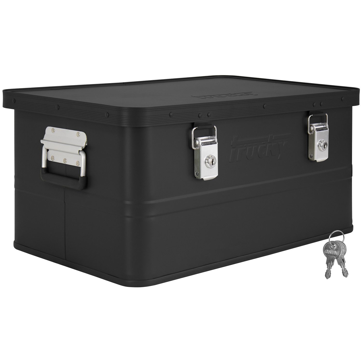 Trucky Allzweckkiste Aluminium Box mit Deckel Schwarz Alukiste 50 Liter Abschließbar