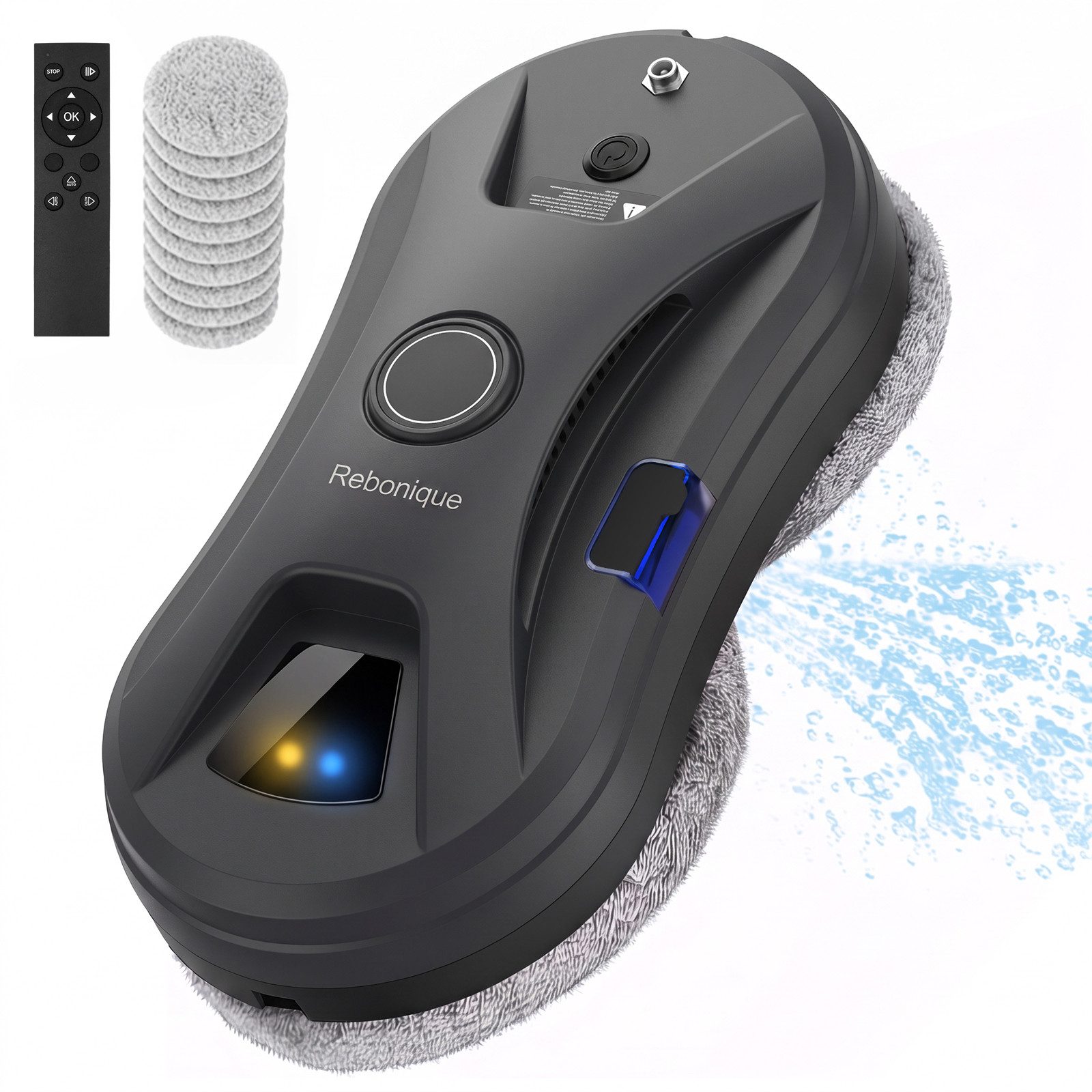 Rebonique Fensterputzroboter Elektrischer Fensterputzer 5600Pa Intelligenter Kanten-Erkennung, 3-Modi Automatische Wasserstrahl Fensterreiniger Roboter