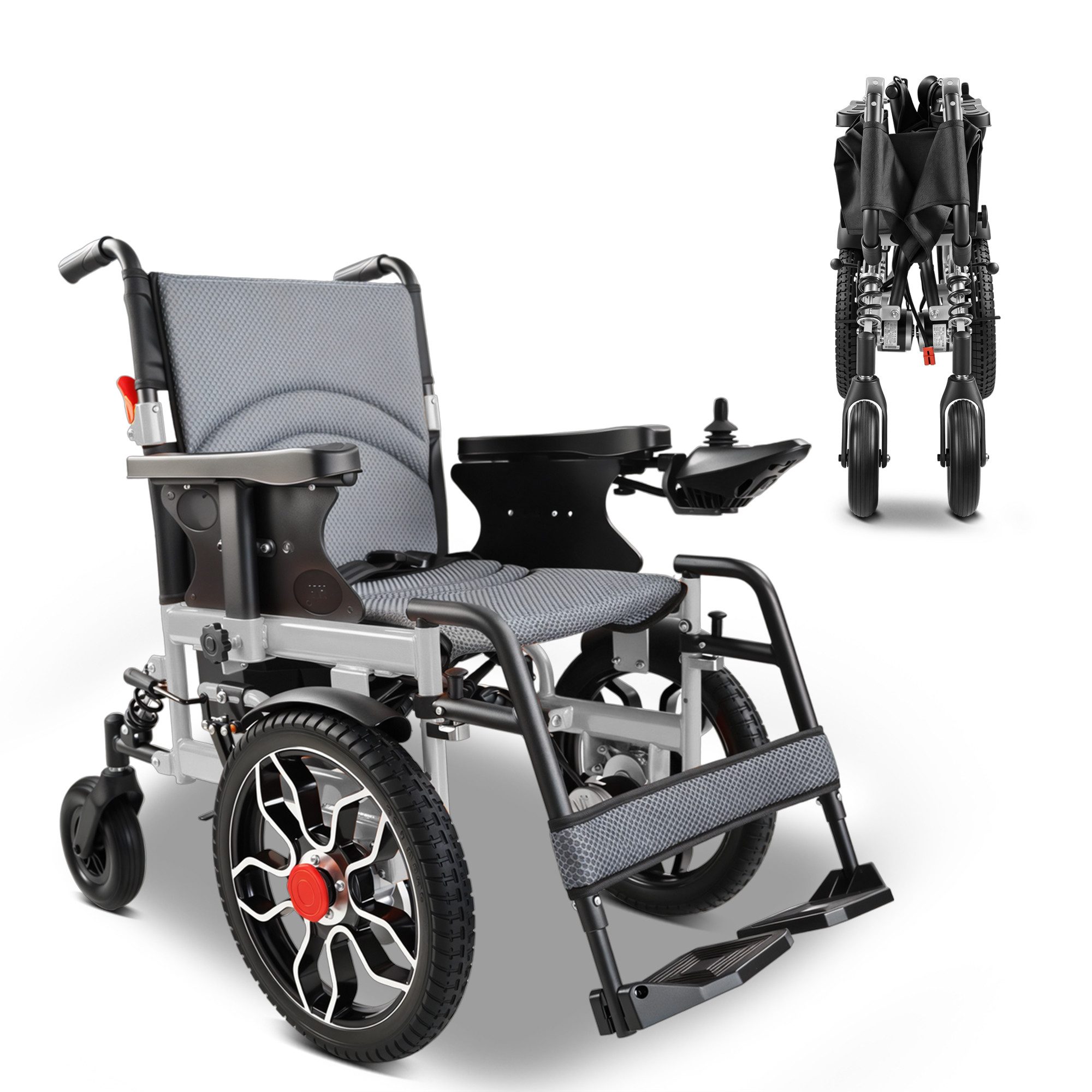 Vankel Elektrorollstuhl Elektrisch Faltbar Leicht bis 150KG, Faltbar, 25 km, seniorenmobil, 2x250W, 6,00 km/h E-Rollstuhl