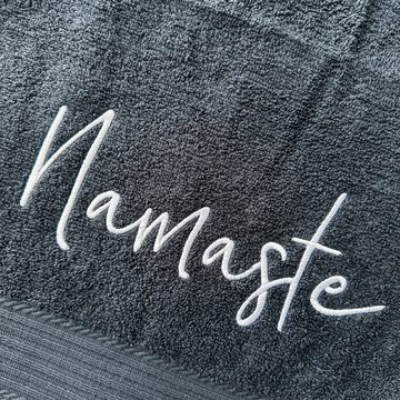 Schnoschi Handtuch Handtuch mit Namaste bestickt Duschtuch Badetuch Gästehandtuch, hochwertige Bestickung mit Namaste