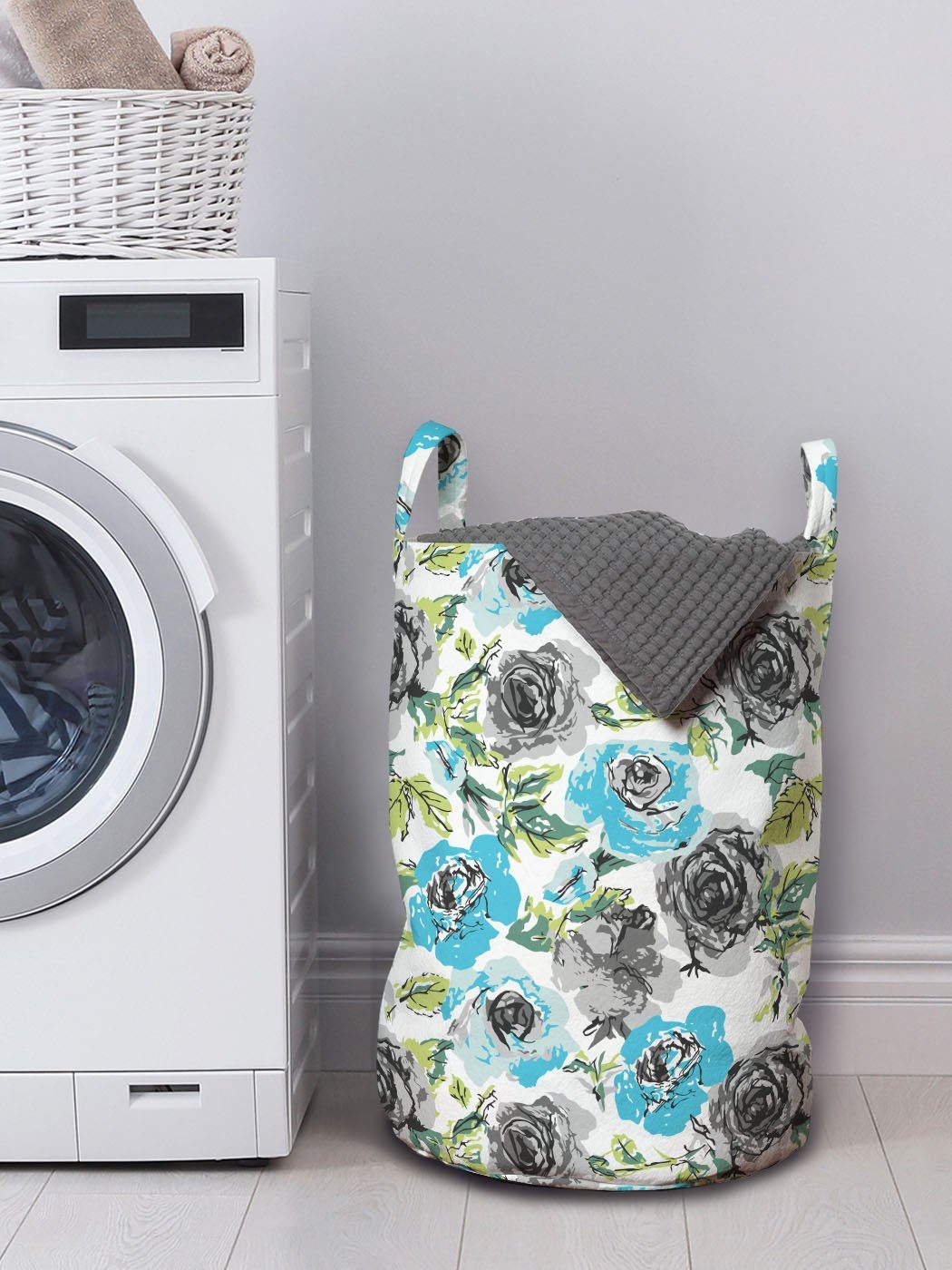 für Wäschekorb Kordelzugverschluss Rose Aquarell-Effekt Waschsalons, mit Wäschesäckchen Abakuhaus Griffen