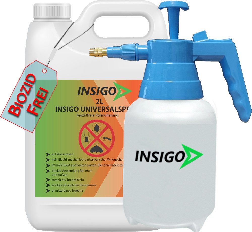 INSIGO Insektenspray Universalspray, Insektenspray, 2 l, biozidfreie Formel, auf Wasserbasis, geruchsarm, brennt / ätzt nicht