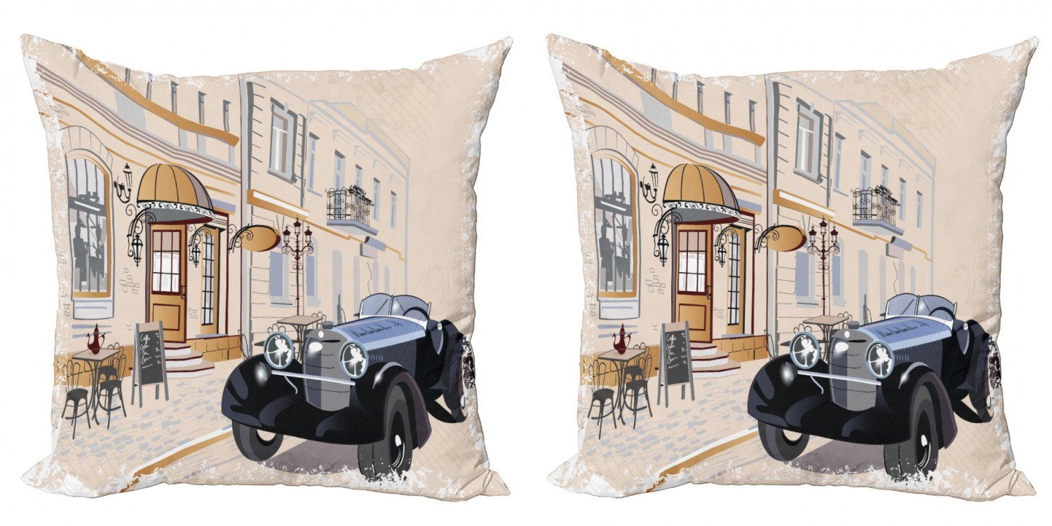 School Doppelseitiger Stück), Abakuhaus Old Jahrgang (2 Car Kissenbezüge Digitaldruck, Accent Cafe Modern