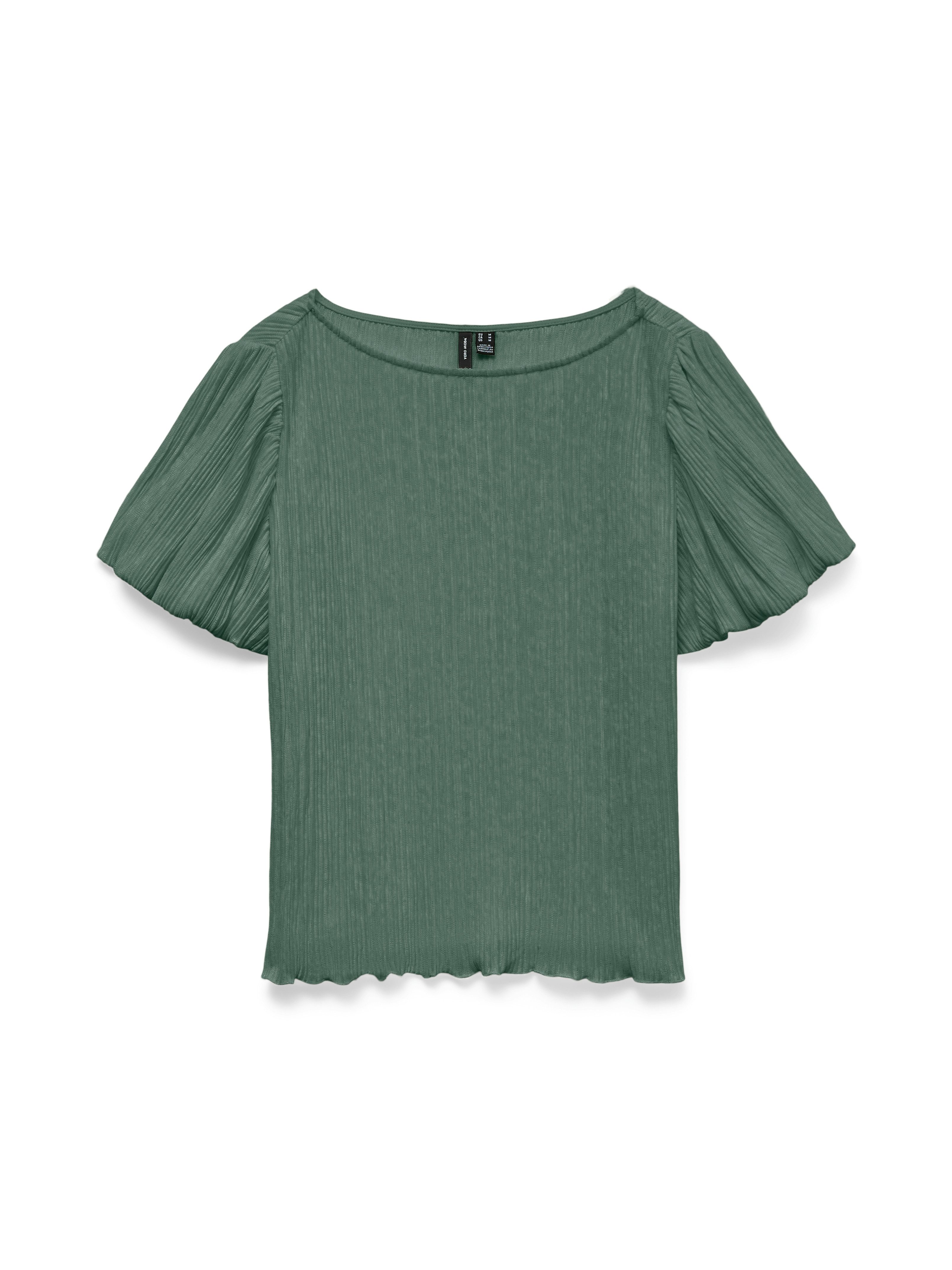 Vero Moda Kurzarmshirt VMLEIKA SS BOAT-NECK TOP JRS Kunstfaser, regular fit