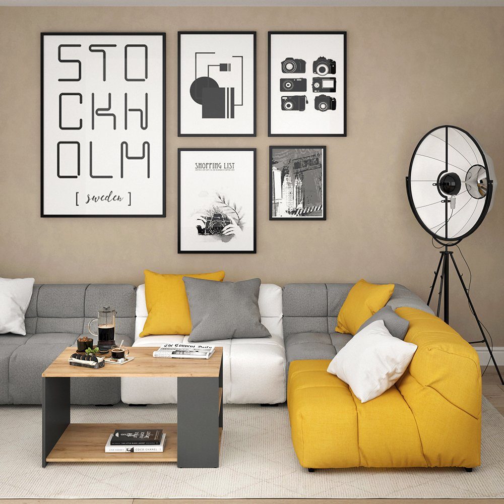 Vicco Couchtisch Dario, Anthrazit/Sandeiche, 90 x 59 cm, Drehbar günstig online kaufen