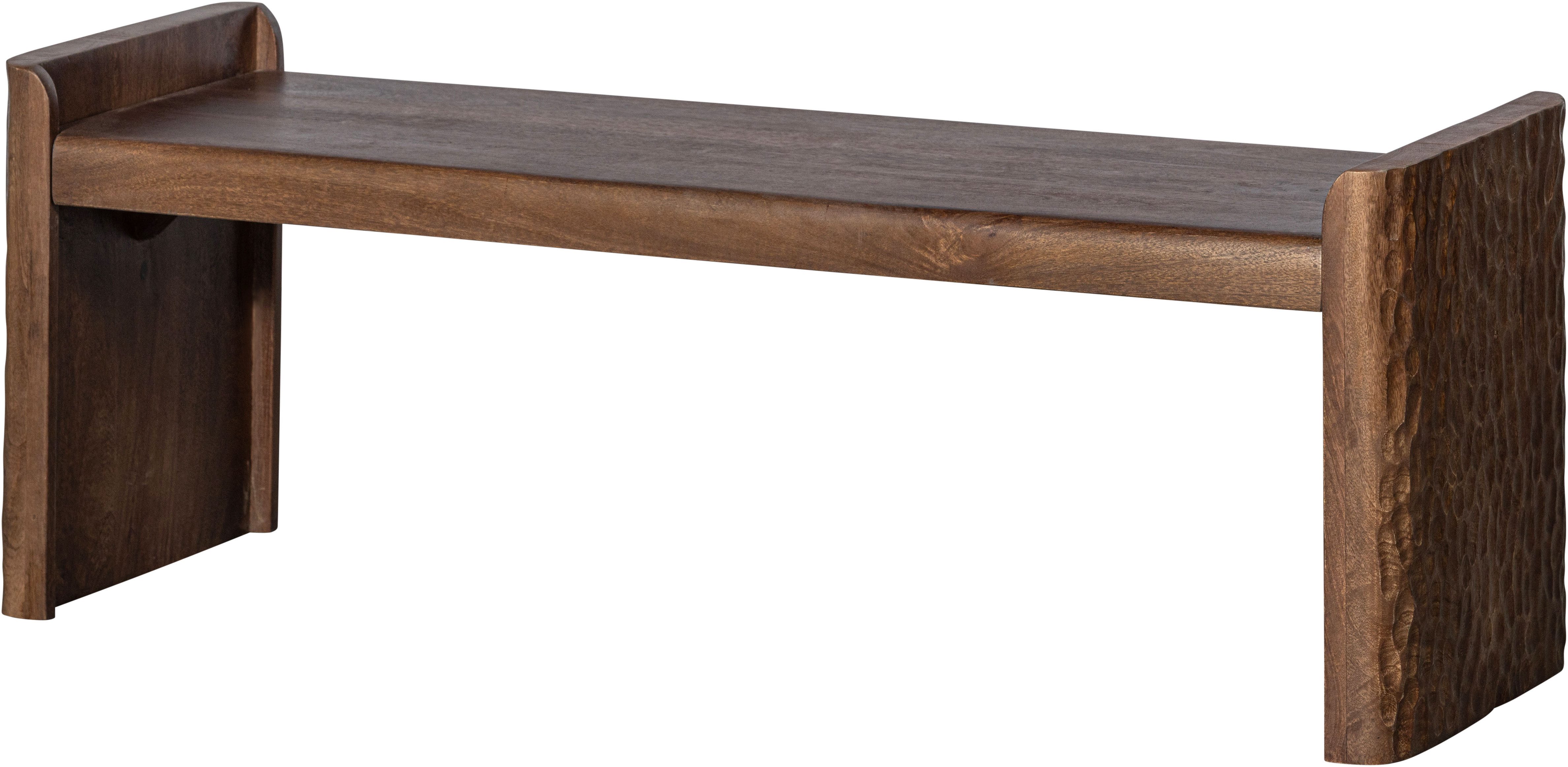 WOOOD Bank Prop mit Massivmangoholz und gefrästen Beinen B 120 x T 45 x H 40 cm, Tragkraft 100 kg, sichtbare Maserung, einfach zu montieren