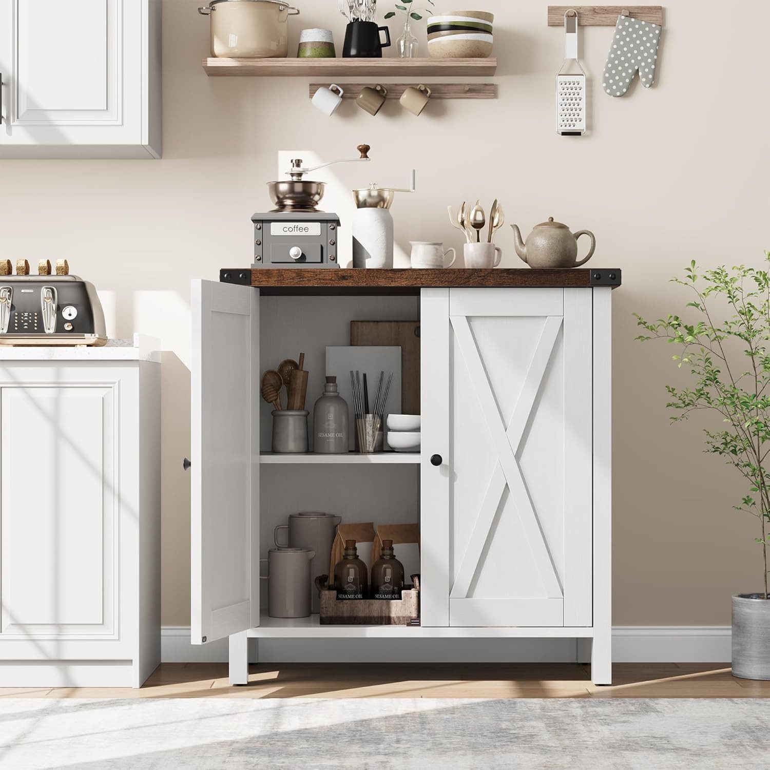 GarveeMore Beistellschrank Sideboard Küchenschrank,Aufbewahrungsschrank,Ver günstig online kaufen